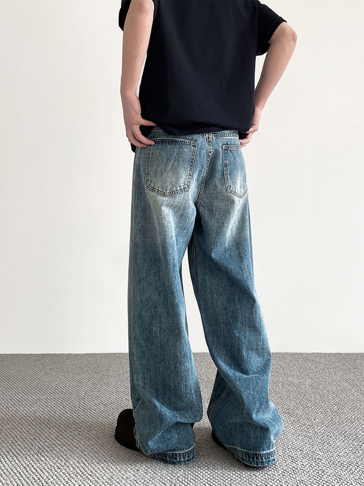 Japanese Brand Men's straight-leg all-match cleanfit distressed blue jeans Size US 32 / EU 48 - 5 Thumbnail