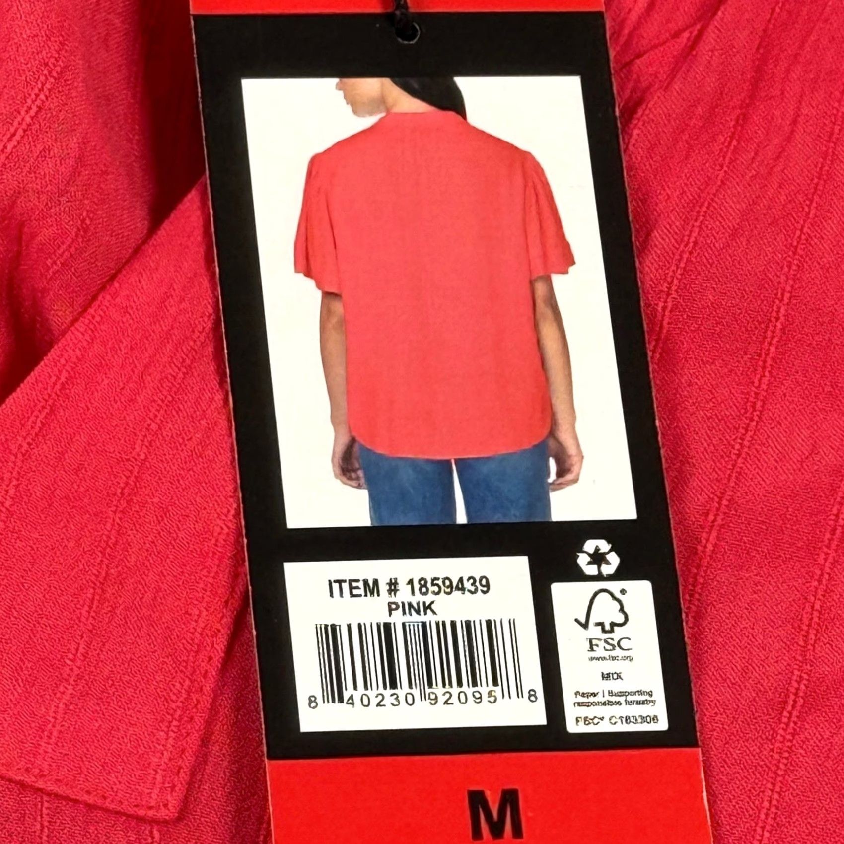 Vintage VINTAGE Well Worn Pink Textured V-Neck Flutter Sleeve Blouse M Women's Short Sleeve Lightweight Spring Summer Size M / US 6-8 / IT 42-44 - 2 Thumbnail