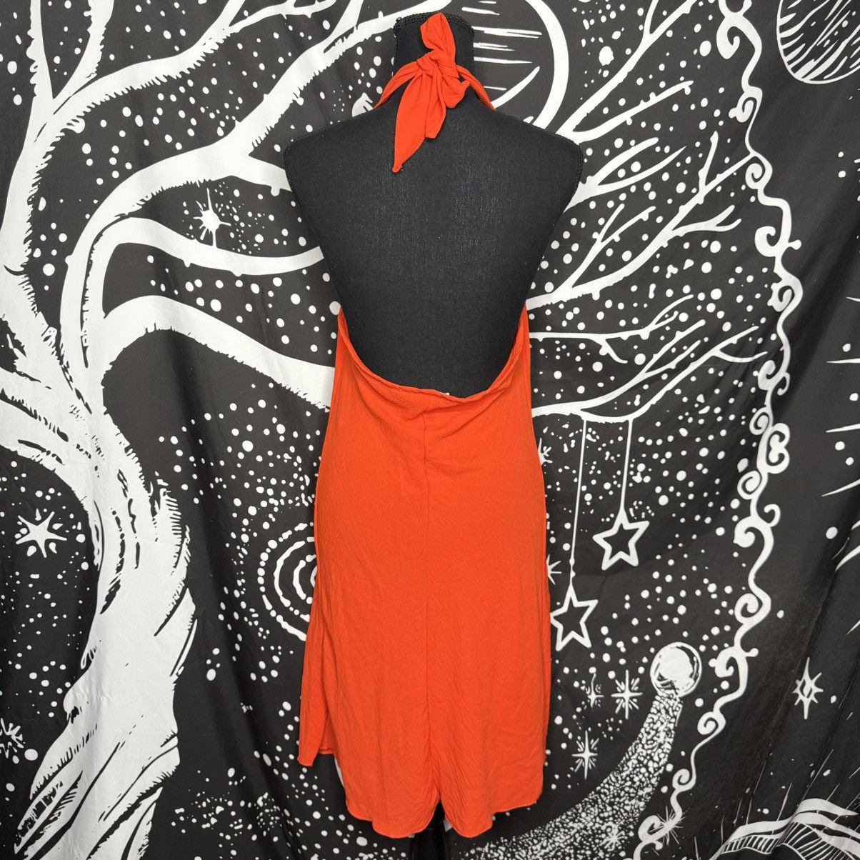Other See You Monday Vibrant Orange Halter Midi Dress Size M / US 6-8 / IT 42-44 - 4 Thumbnail