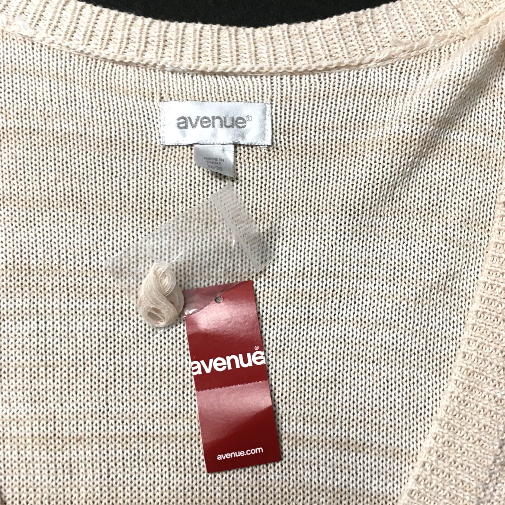 Avenue Avenue Beige V-Neck Button Up Cardigan Sweater Women's 26/28 Size Long Sleeve Fall Spring Knit Size 4XL / US 24-26 - 2 Thumbnail