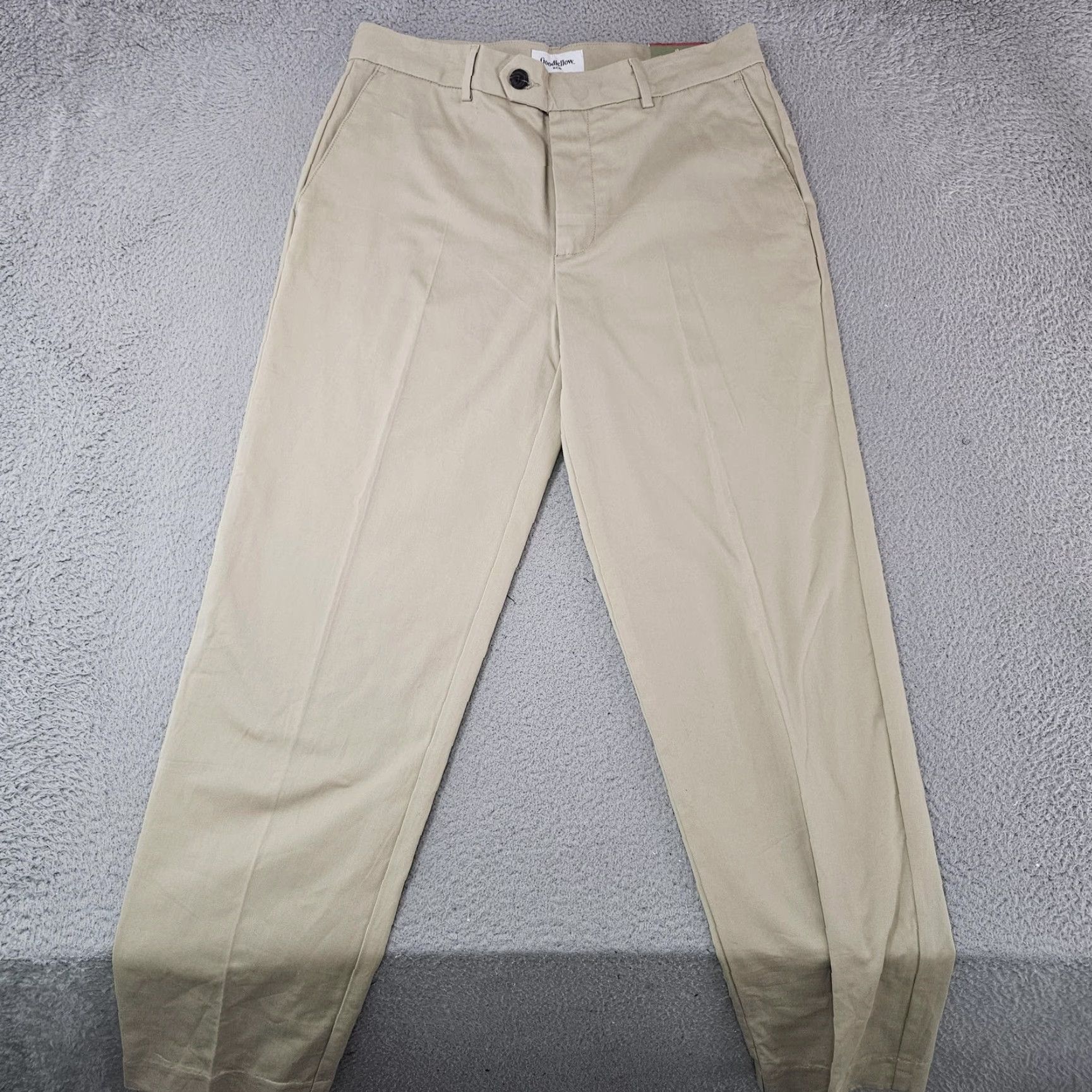 Vintage Goodfellow & Co Pants Slim Chino Beige Khaki Mens 30x29 Stretch Cotton Spandex Flat Front Zip Pockets Tapered Modern Casual Size US 30 / EU 46 - 2 Thumbnail