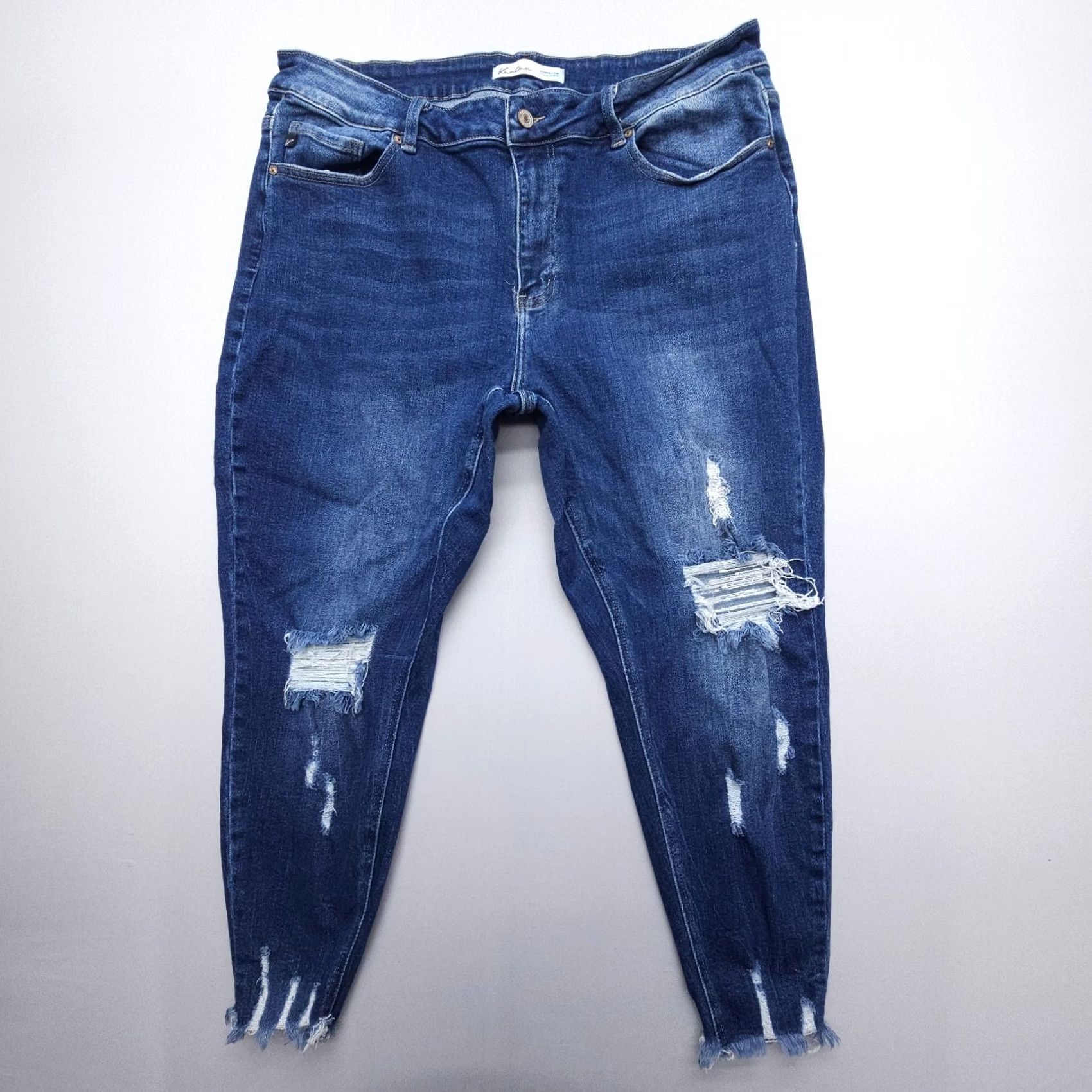 Vintage KanCan Estilo Womens Plus Jeans 22 Dark Wash Distressed Ankle Slim 5-Pocket Denim Blue Vintage No Size ONE SIZE - 2 Thumbnail