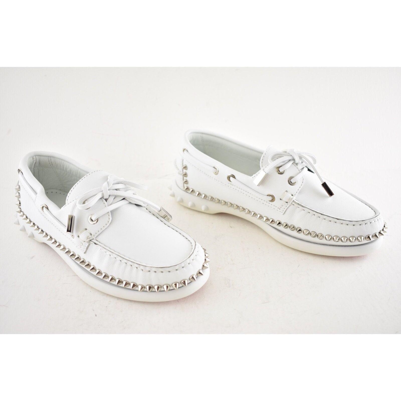 Christian Louboutin Christian Louboutin Gerockel Donna Flat White Leather Boat Size US 7.5 / IT 37.5 - 4 Thumbnail