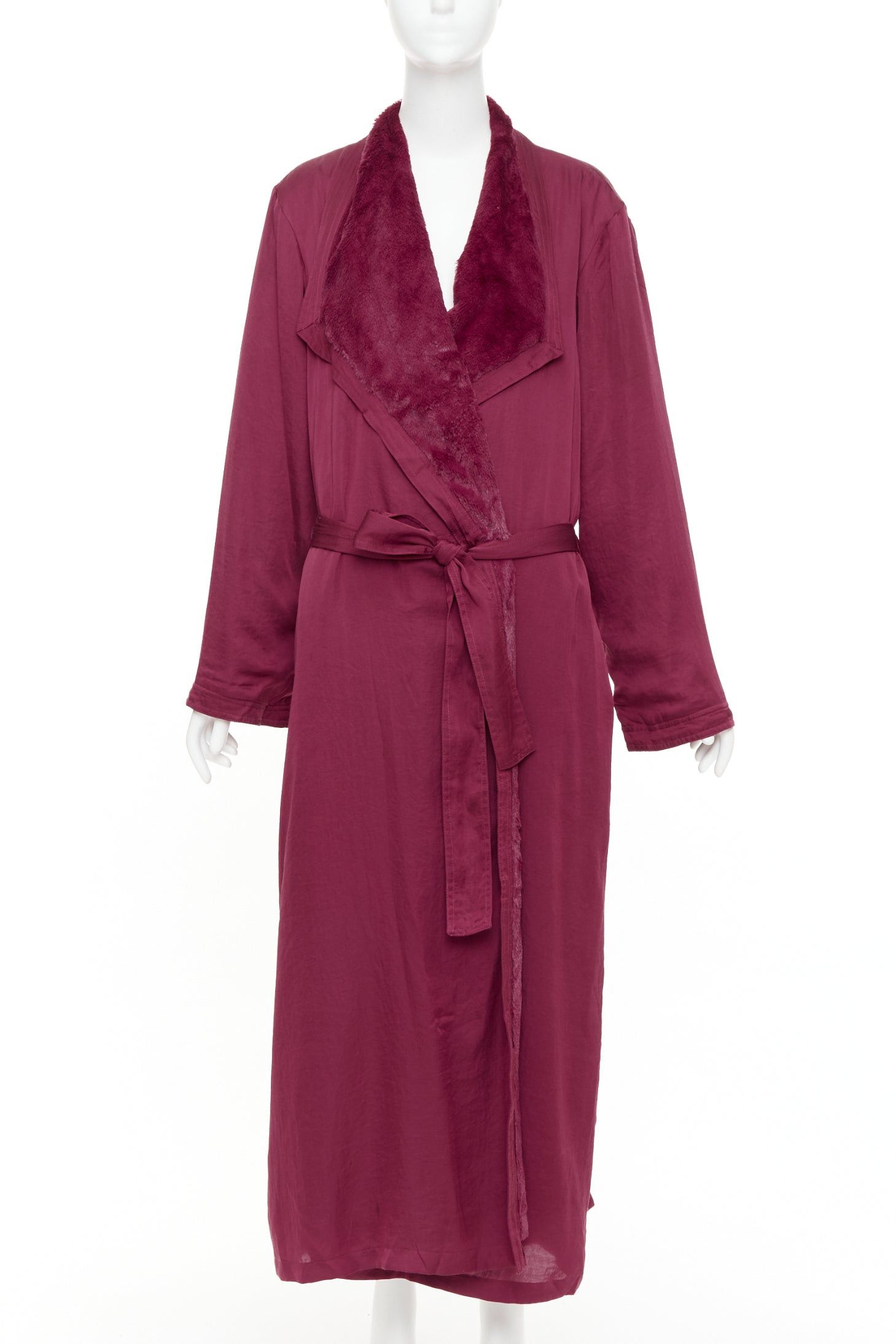 Donna Karan DONNA KARAN Sleepwear burgundy red towel lined belted bath robe M Size M / US 6-8 / IT 42-44 - 1 Thumbnail
