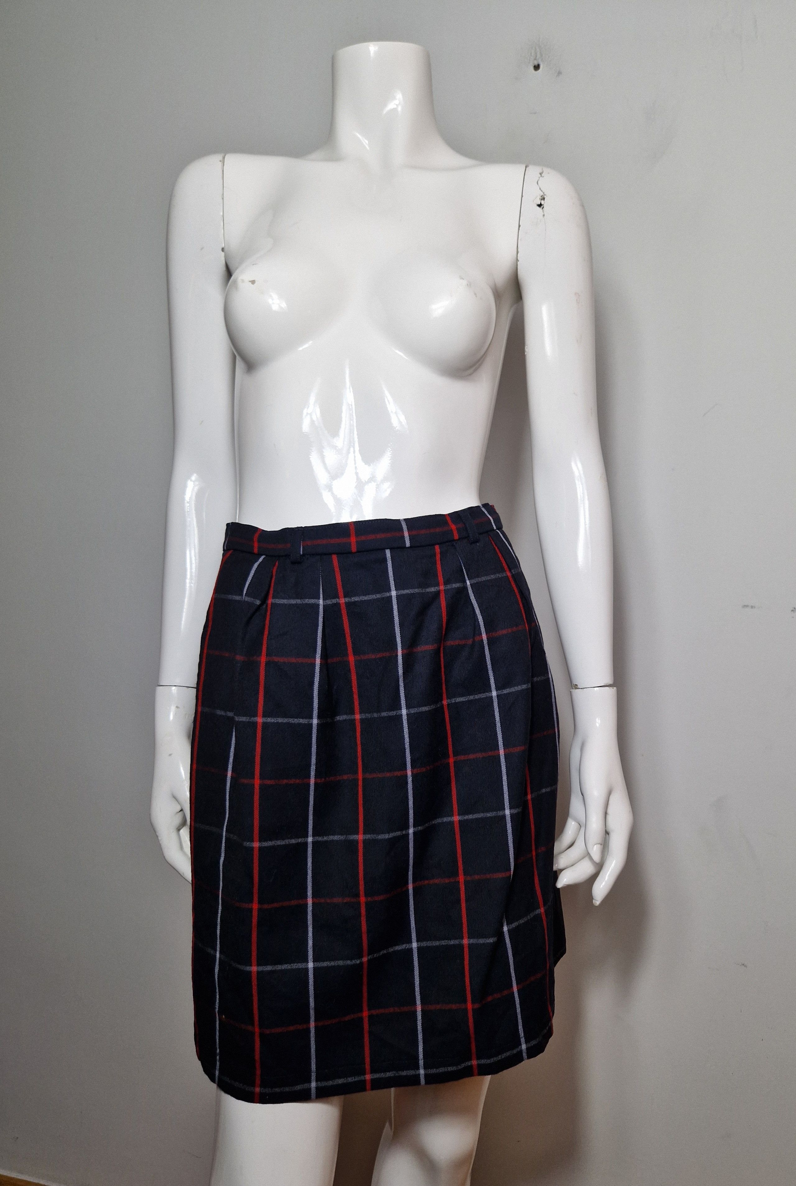 Burberry × Vintage Burberry vintage wool navy nova check mini skirt Size 26" / US 2 / IT 38 - 3 Thumbnail