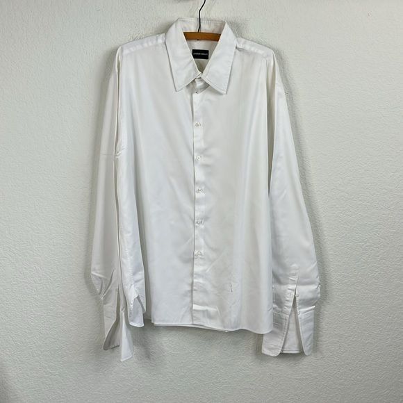 Giorgio Armani Giorgio Armani White Button Down Textured Shirt Size US XXL / EU 58 / 5 - 2 Thumbnail