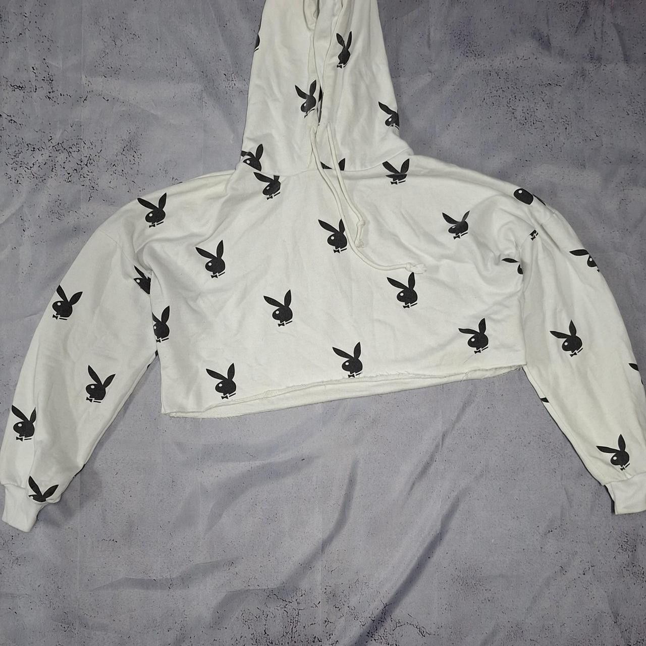 Playboy White and black cropped hoodie #croppedhoodie Size S / US 4 / IT 40 - 1 Thumbnail