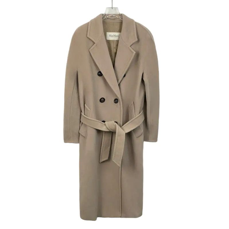 Max Mara MaxMara Beige Double-Breasted Women's Coat 0089 Size XS / US 0-2 / IT 36-38 - 1 Thumbnail