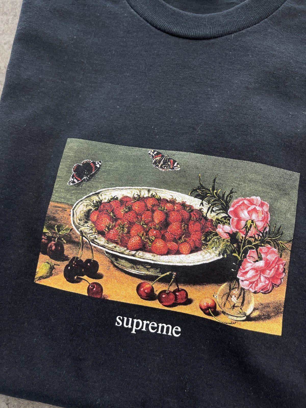 image of Supreme Strawberry Tee in Black, Men's (Size Small)