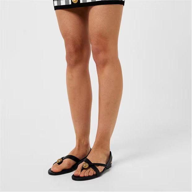 Balmain o1g2r1mq0924 Embossed Button Leather Sandals in Noir Size US 8 / IT 38 - 5 Thumbnail