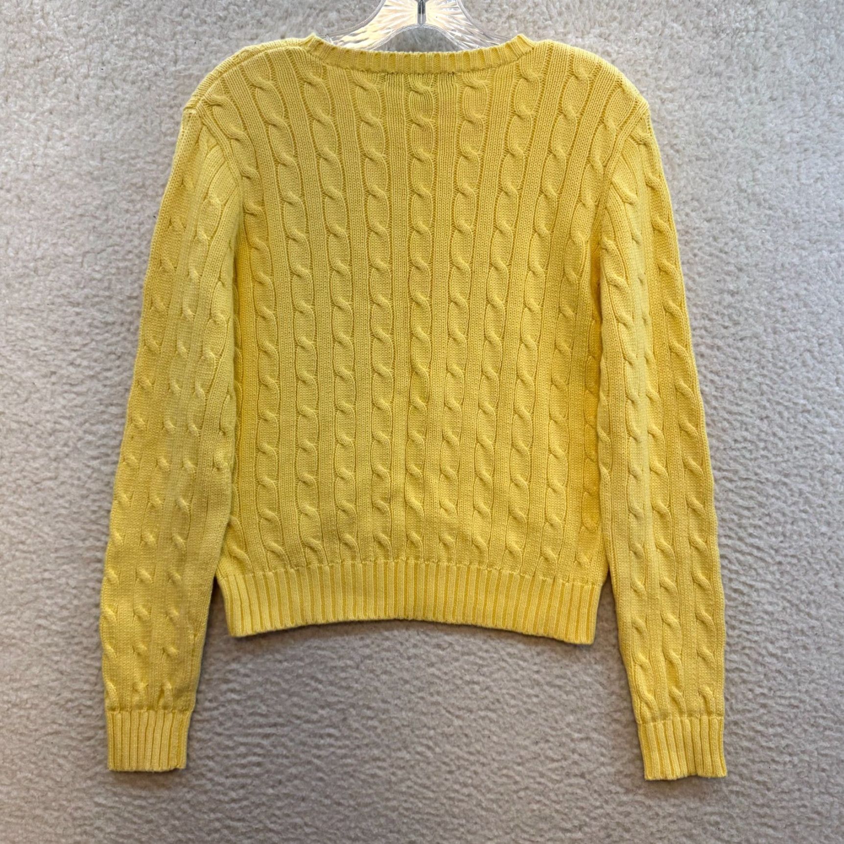 Ralph Lauren VINTAGE Ralph Lauren Sweater Shirt Womens M Yellow Cable Knit Pony Logo Size M / US 6-8 / IT 42-44 - 2 Thumbnail