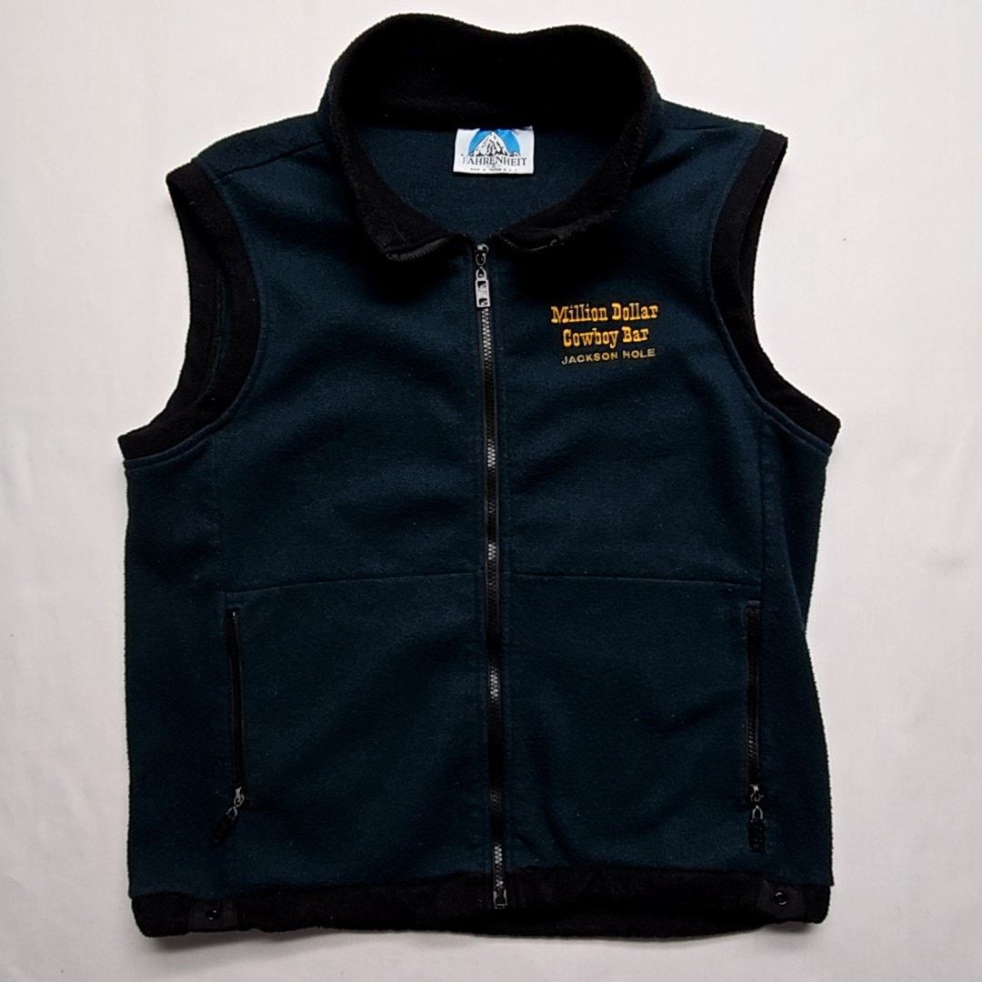 Vintage Vintage Cowboy Bar Jackson Hole Vest Fleece Green Black S Size US S / EU 44-46 / 1 - 1 Thumbnail