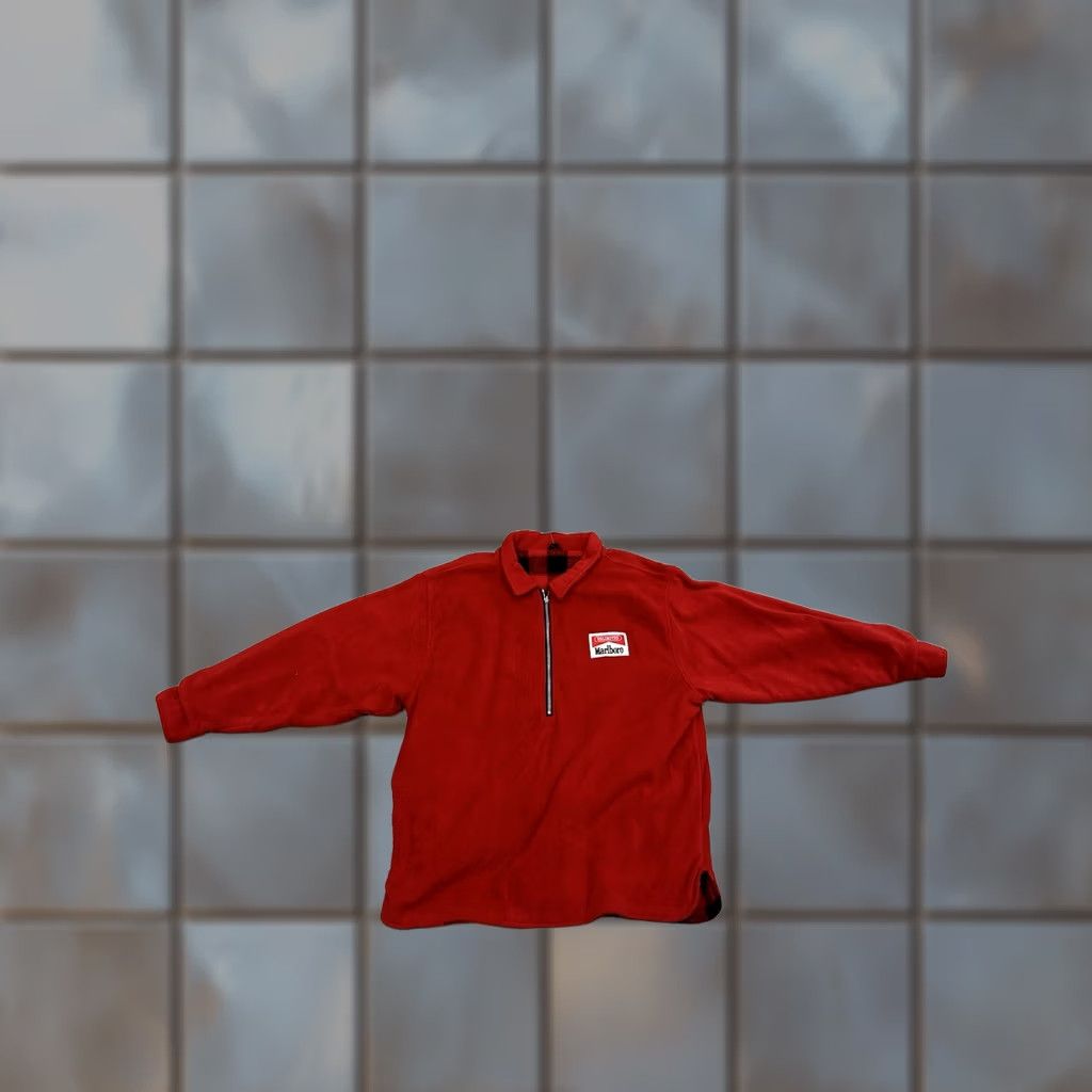 Marlboro VINTAGE Marlboro Unlimited Pullover 1/4 Zip Fleece Reversible Red Plaid NWT XL Size US XL / EU 56 / 4 - 1 Thumbnail