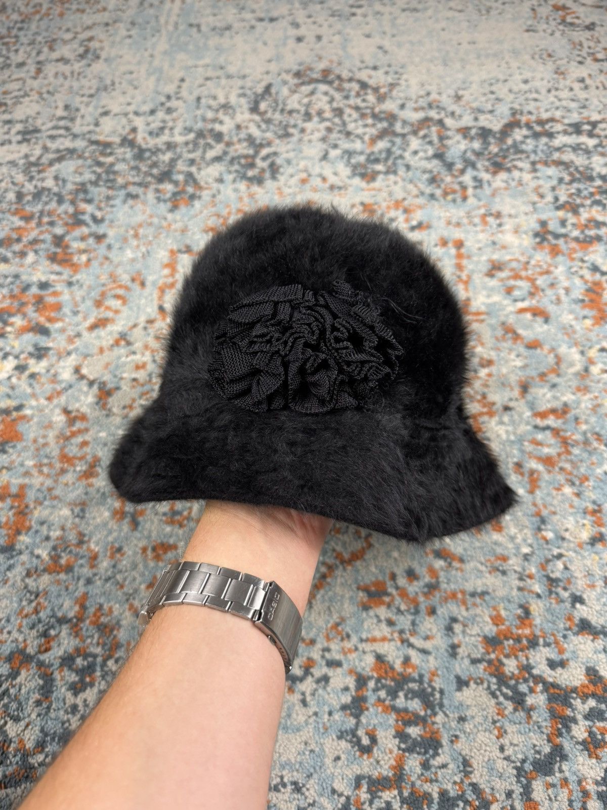 Kangol Vintage Y2K Kangol angora fuzzy hairy hat dark akademka Size ONE SIZE - 1 Thumbnail