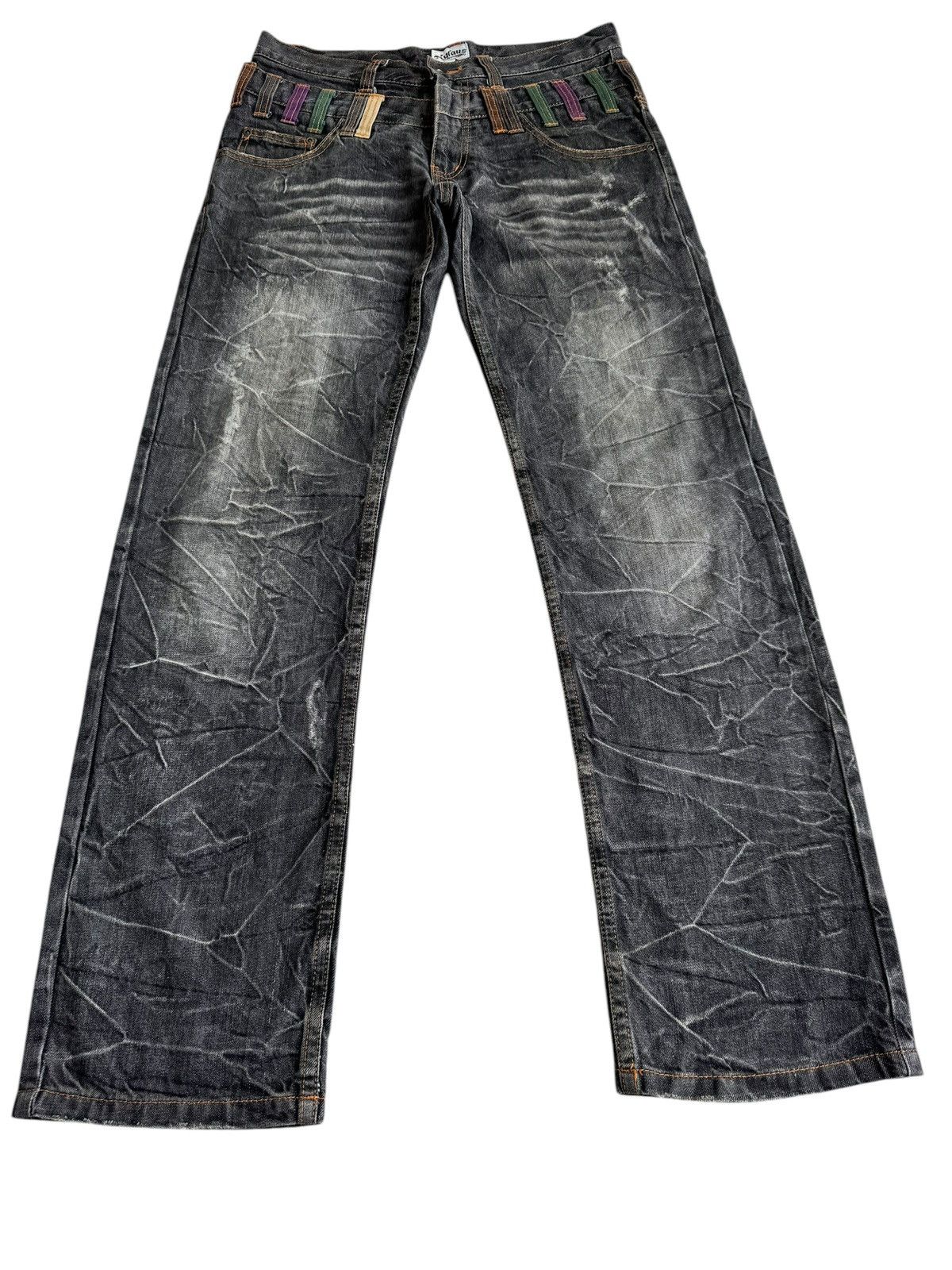 Japanese Brand × Le Grande Bleu (L.G.B.) 🔥Japanese Brand Nylaus Double Waist Distressed Jeans Size US 32 / EU 48 - 4 Thumbnail