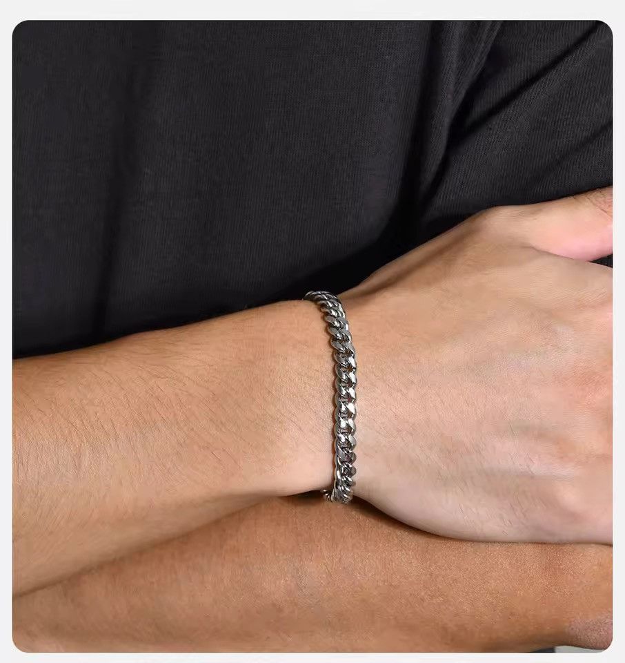 Jewelry 6 mm + 20 cm Cuban Chain Bracelets Size ONE SIZE - 5 Thumbnail