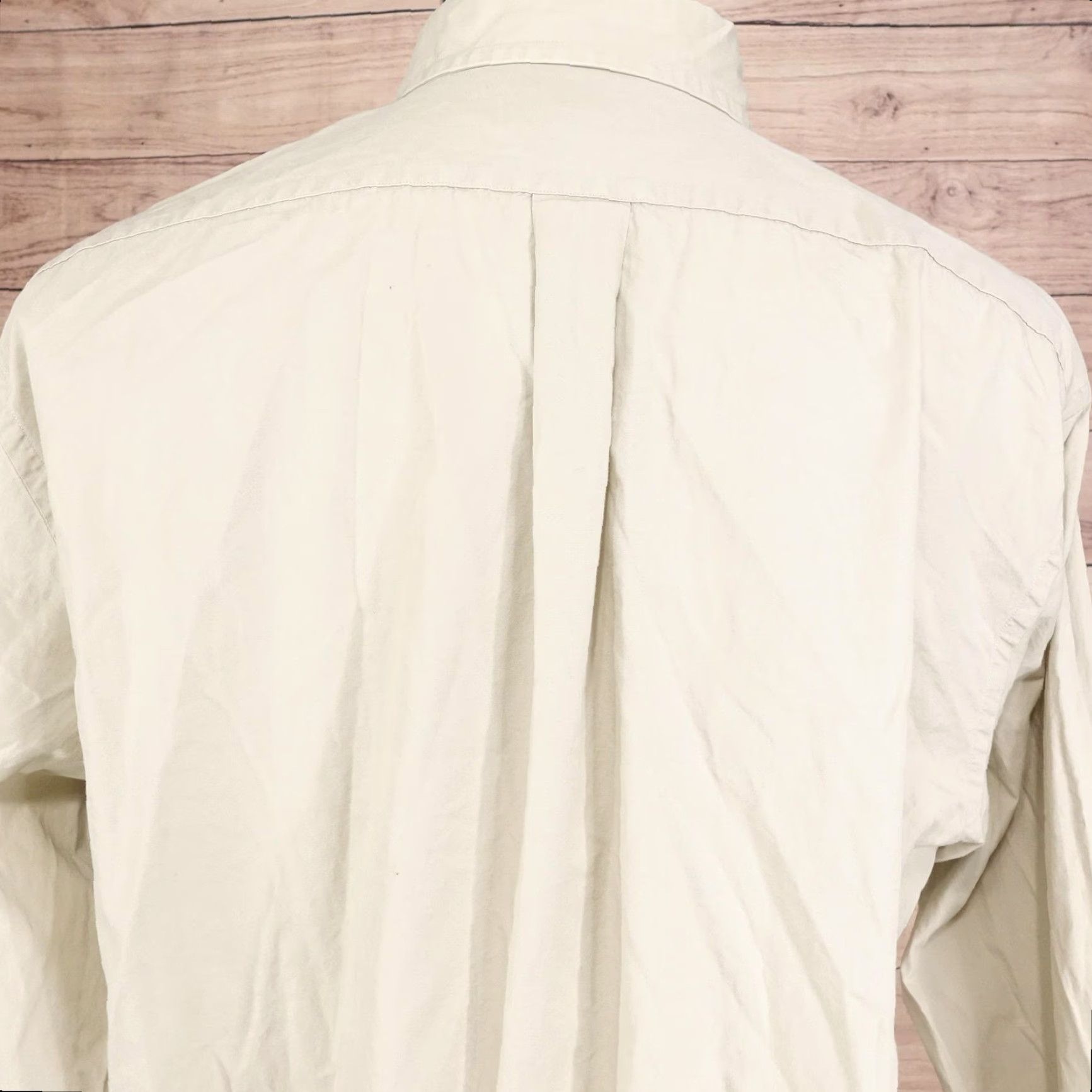 Cremieux VINTAGE? (No) Daniel Cremieux Shirt Men Large Button-Down Long Sleeve Pocket Dress Shirt Beige 100% Cotton Mens L Beige Dress Shirt Size 42R - 5 Thumbnail