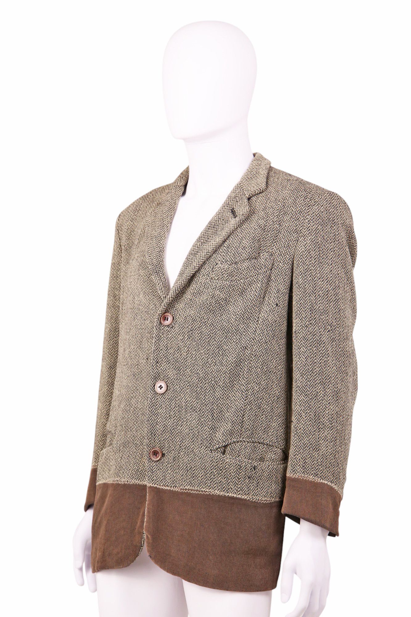 Dirk Bikkembergs 1990's - Wool Harringbone Grey Blazer Size 48R - 2 Thumbnail