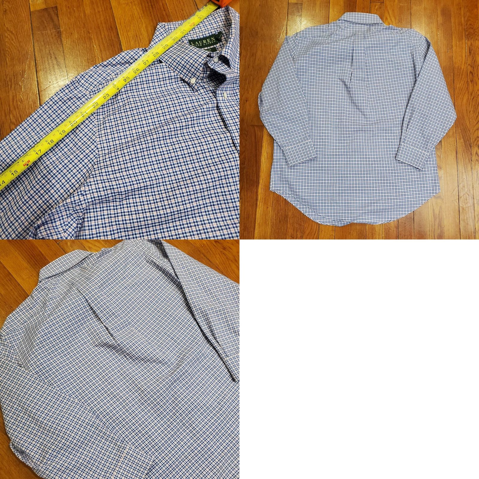 Ralph Lauren Lauren Ralph Lauren Shirt Mens 17.5 32/33 Blue Plaid Classic Fit Dress Non Iron Size 48R - 8 Thumbnail