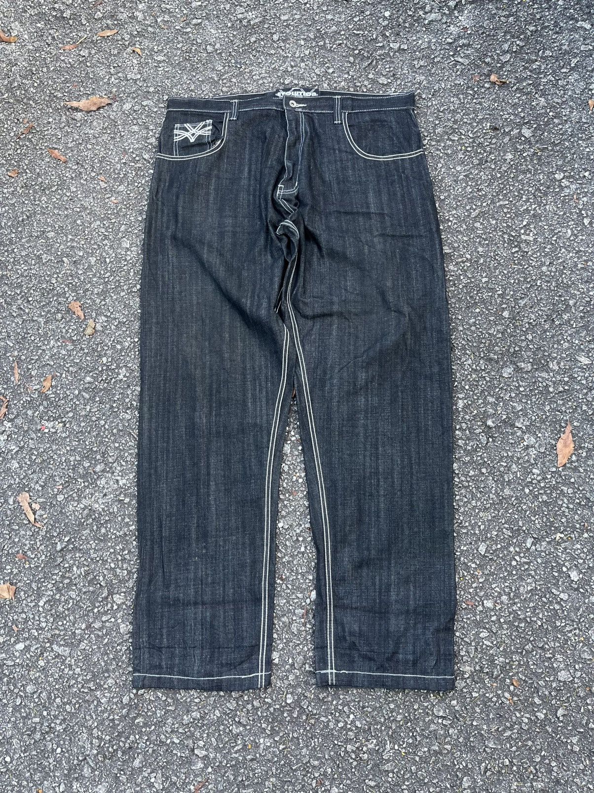 JNCO VINTAGE Y2K BLACK JEANS EVOLUTION LOOSE FIT BAGGY DENIM Size US 42 / EU 58 - 2 Thumbnail