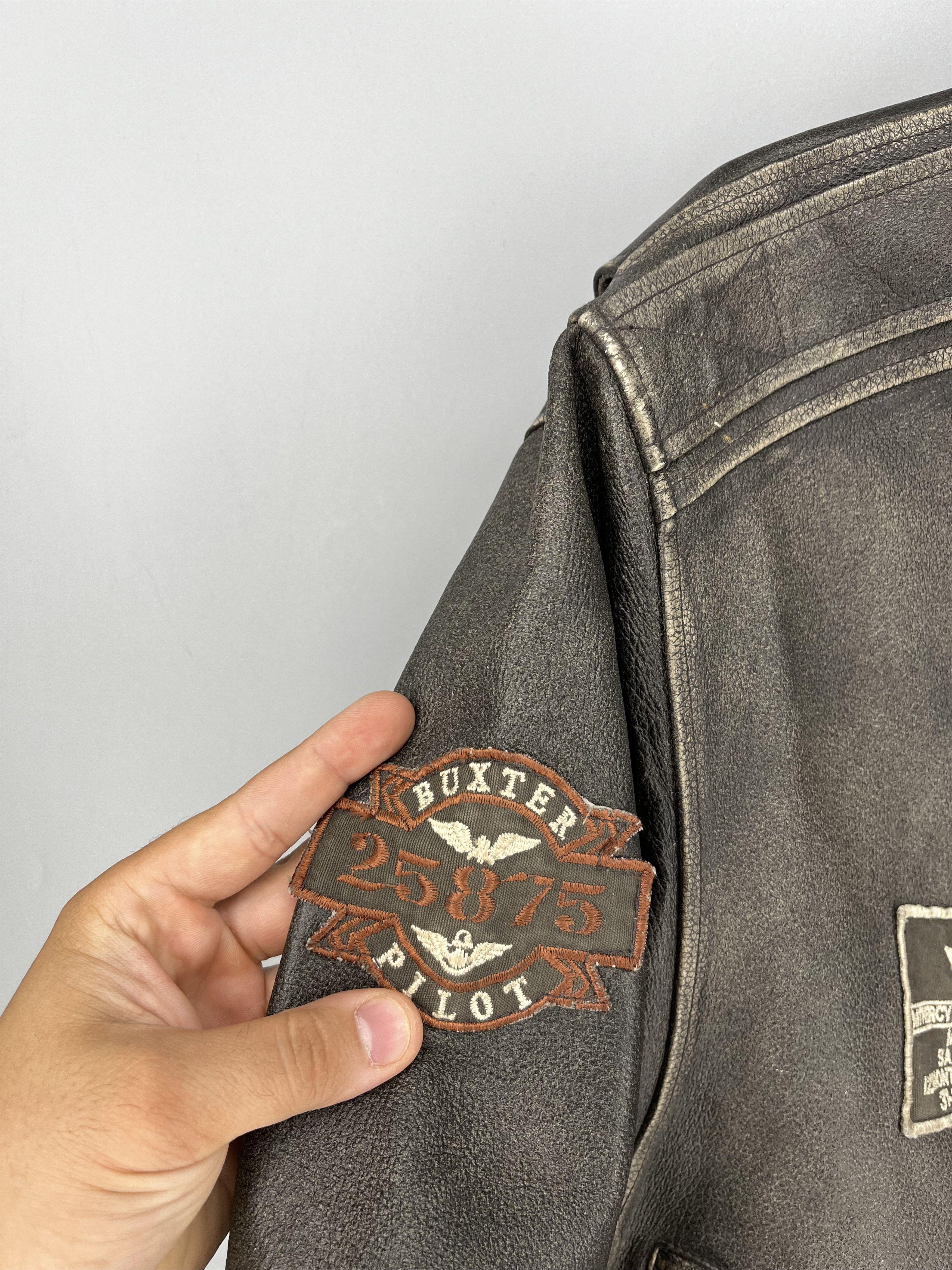 Vintage Explorer Vtg Leather Bomber Jacket – Distressed Patina 90s Size US XXL / EU 58 / 5 - 6 Thumbnail