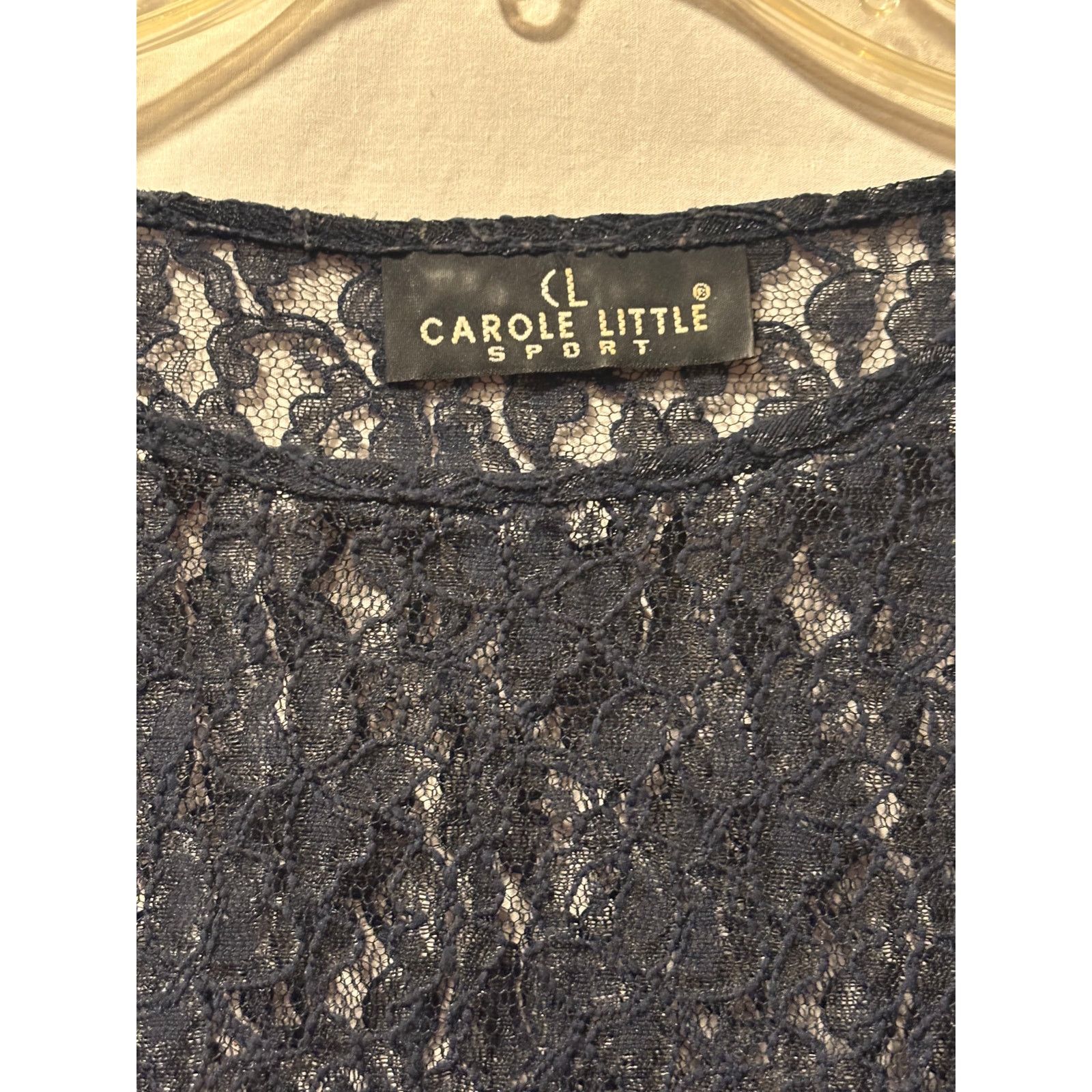 Vintage Carole Little Vintage Navy Blue Long Sleeve Lace Top Stretch Size M / US 6-8 / IT 42-44 - 6 Thumbnail