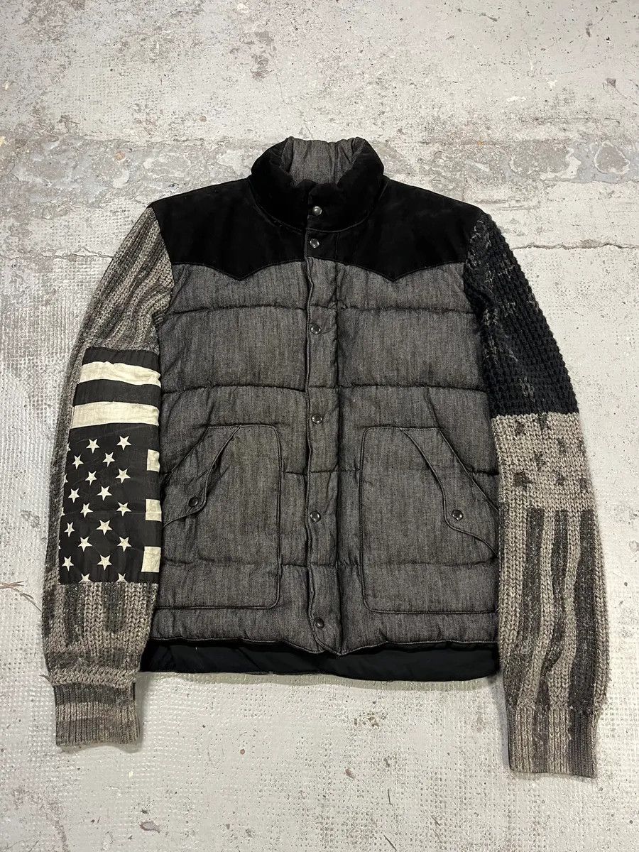 Polo Ralph Lauren 2010s Ralph Lauren USA Flag Grey Hybrid Wool Puffer Jacket Size US XL / EU 56 / 4 - 1 Thumbnail
