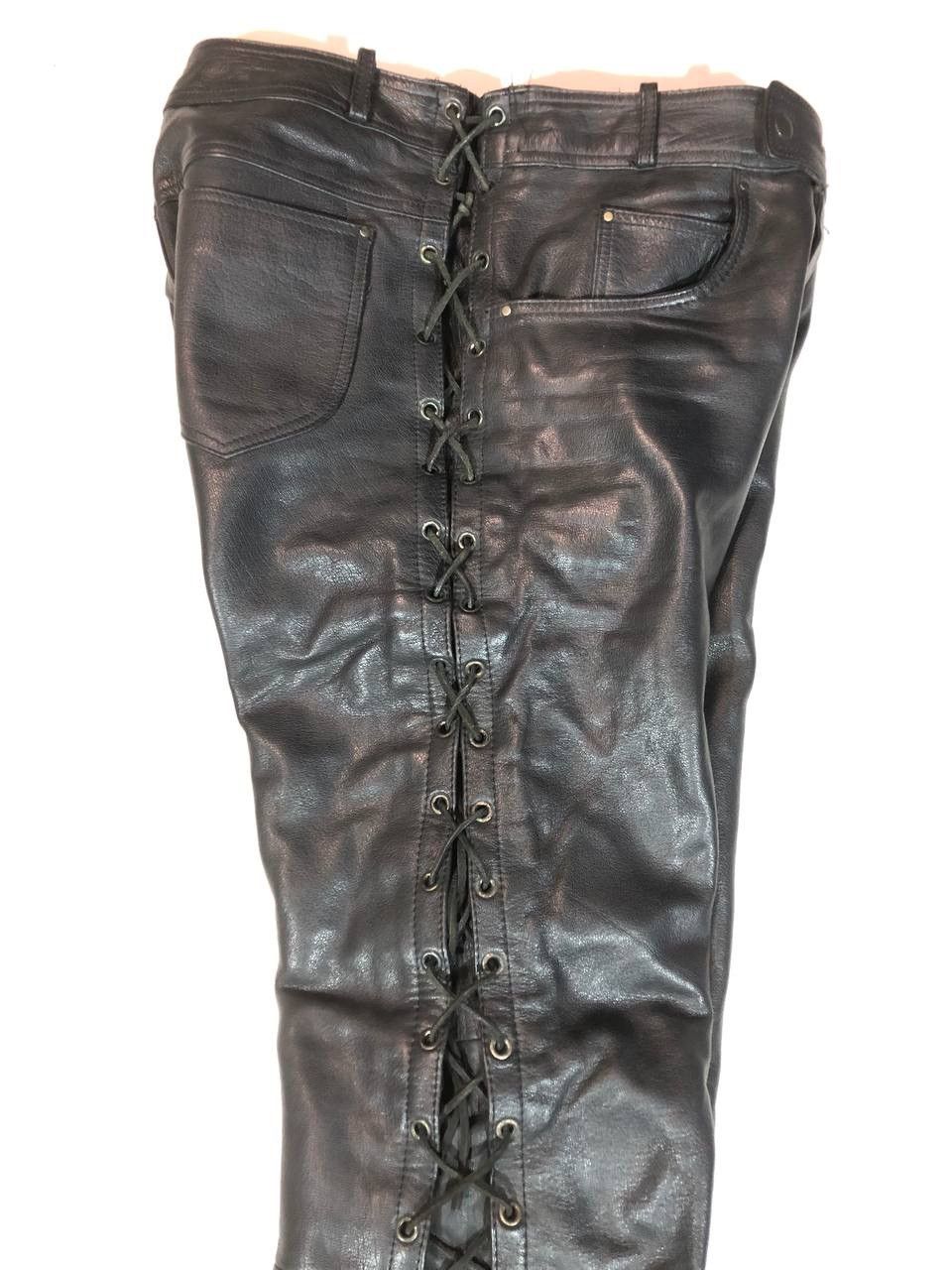 Genuine Leather Avangarde Vintage Racing Biker Leather Pants Size US 35 - 6 Thumbnail