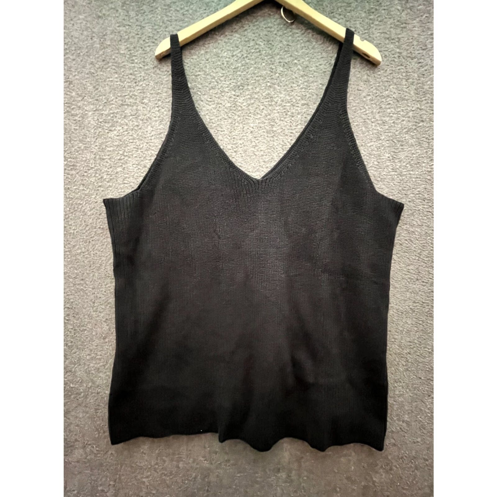 Vintage The Drop Tank Top Vest Top The Drop Textured Ribbed Sweater Knit Tank Top Sz 3X Black V-Neck Size XXL / US 16-18 / IT 52-54 - 2 Thumbnail