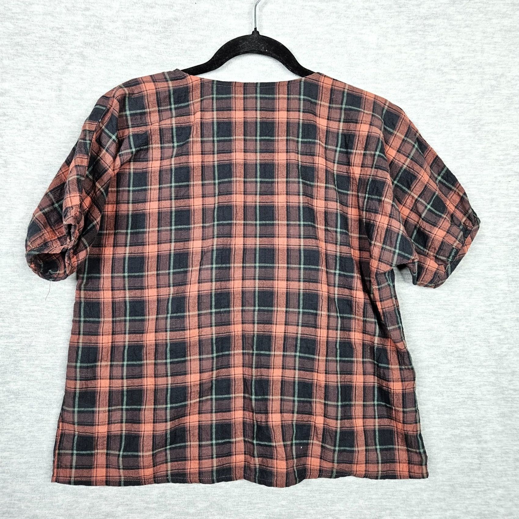 Madewell Madewell Blouse Plaid V-Neck Short Sleeve Size S Multicolor Womens Shirt Size S / US 4 / IT 40 - 2 Thumbnail