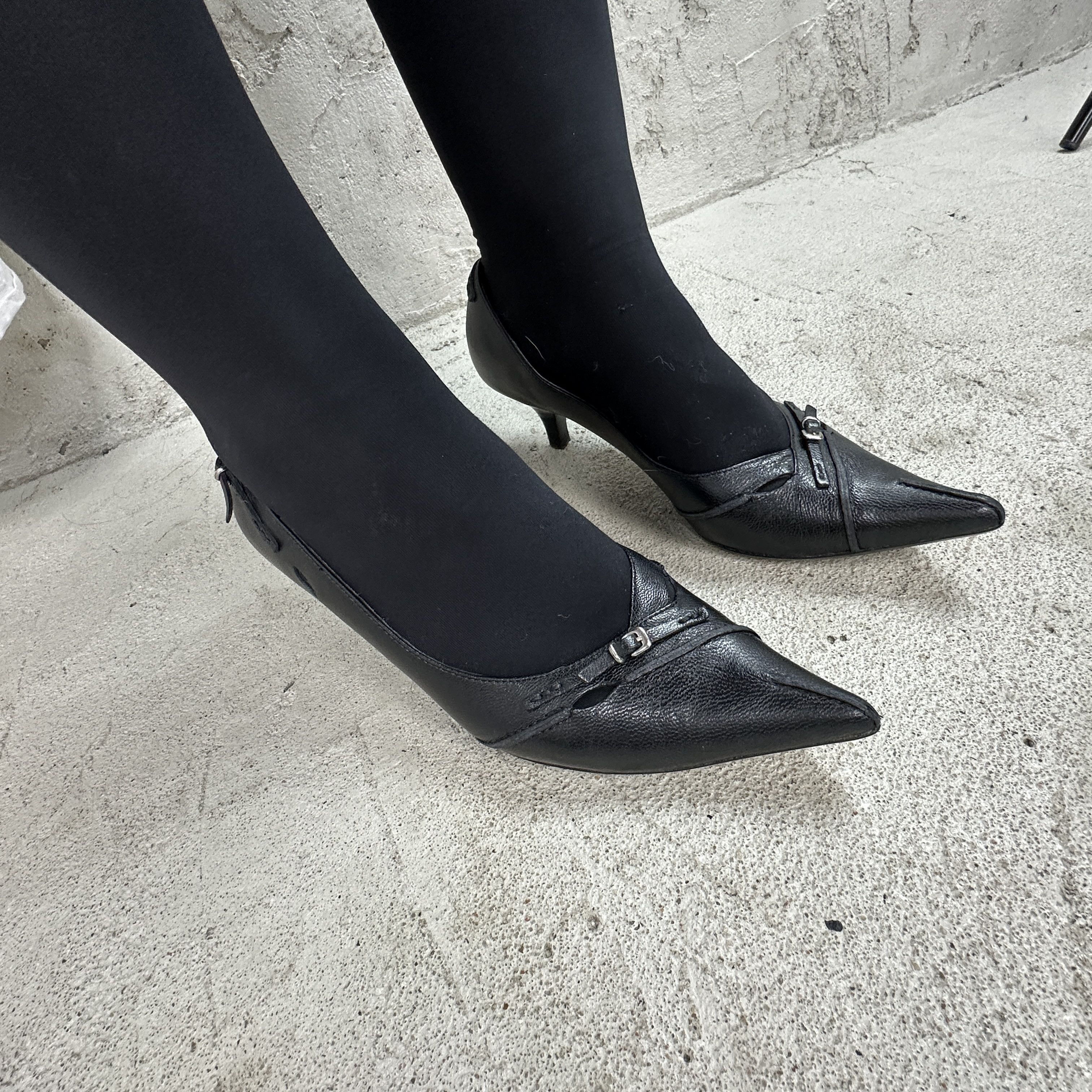 Vintage Vintage Avant Garde Opium Leather Y2K Buckled Heels Size US 10 / IT 40 - 9 Thumbnail