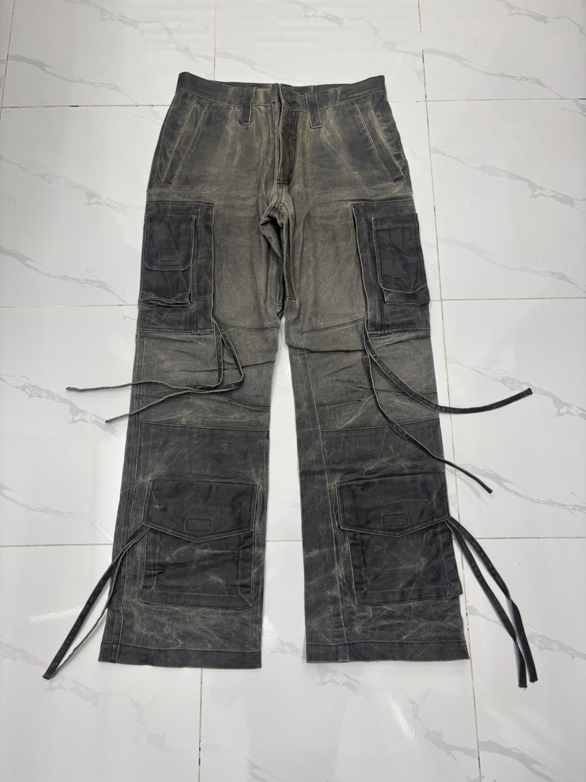 Gaultier Homme Objet × Jean Paul Gaultier × Vintage Iconic Jean Paul Gaultier Wax Tactical Multi Pocket Jeans Size US 32 / EU 48 - 2 Thumbnail