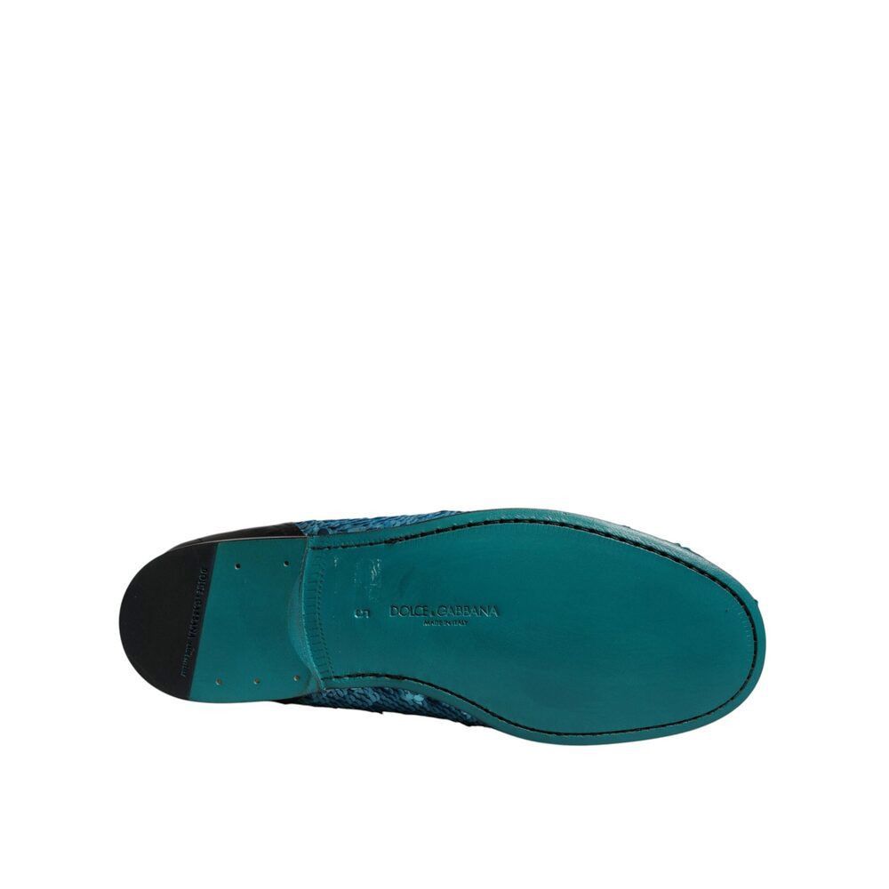 Dolce & Gabbana Dolce & Gabbana Blue Sequined Loafers Formal Dress Shoes Size US 6 / EU 39 - 7 Thumbnail