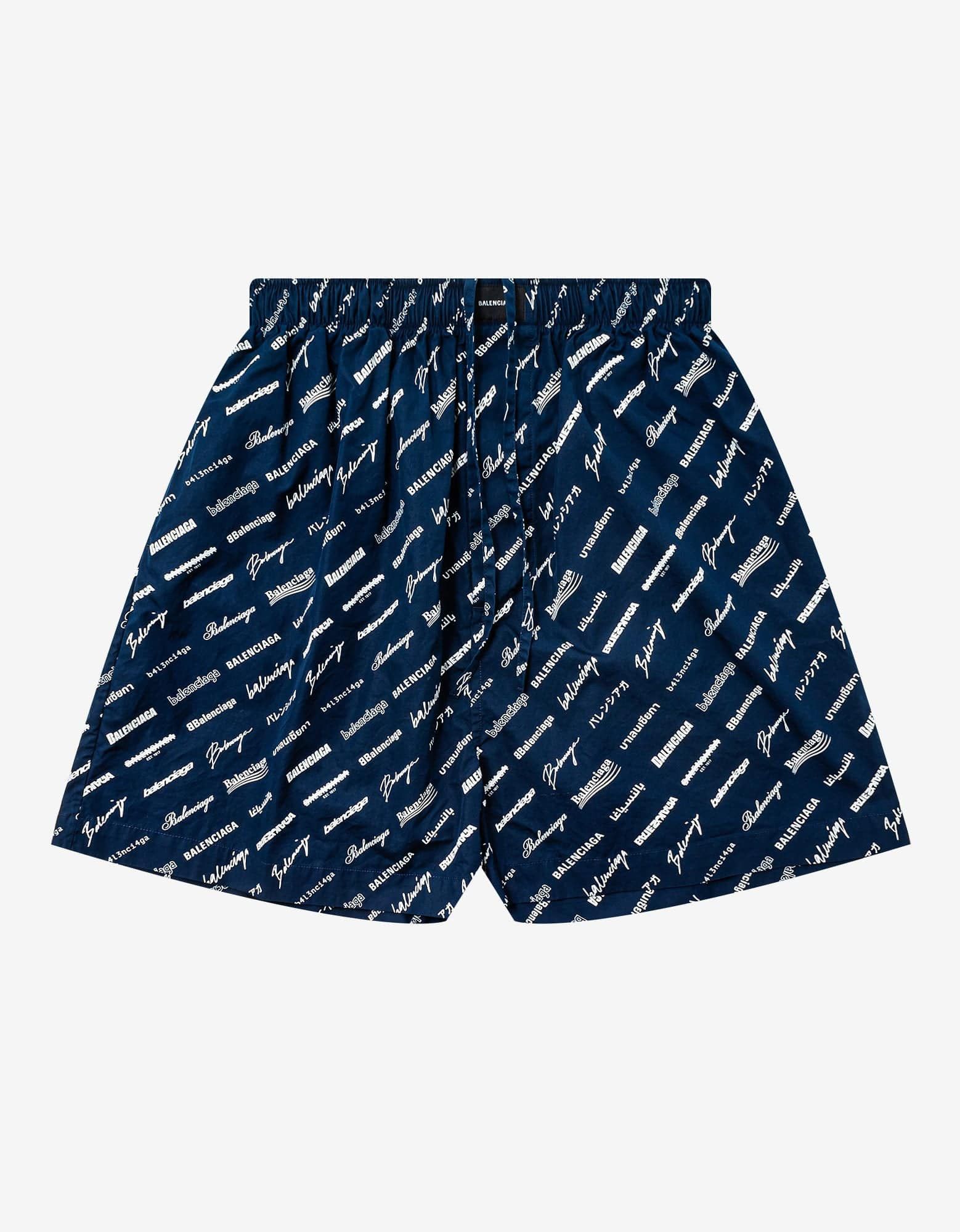 image of Balenciaga Blue Logomania Pyjama Shorts, Men's (Size 30)