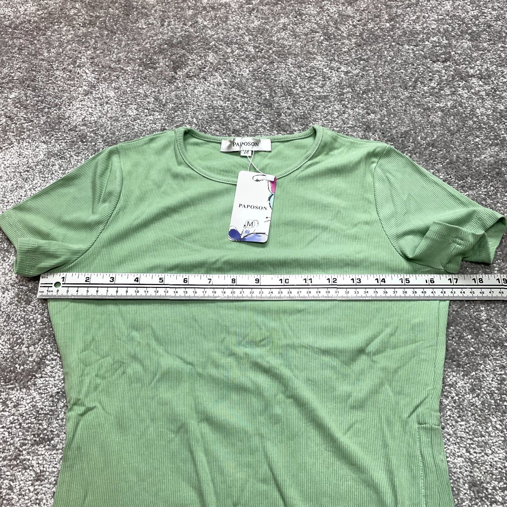 Vintage VINTAGE Papson Shirt Dress Top Womens Medium Light Pea Green Ribbed Stretch Midi New NWT Size M / US 6-8 / IT 42-44 - 7 Thumbnail