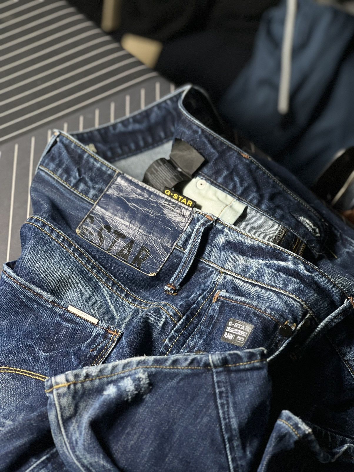 G-Star G-Star Raw ARC 3D Slim Fit Jeans Distressed Blue Denim Size US 32 / EU 48 - 3 Thumbnail