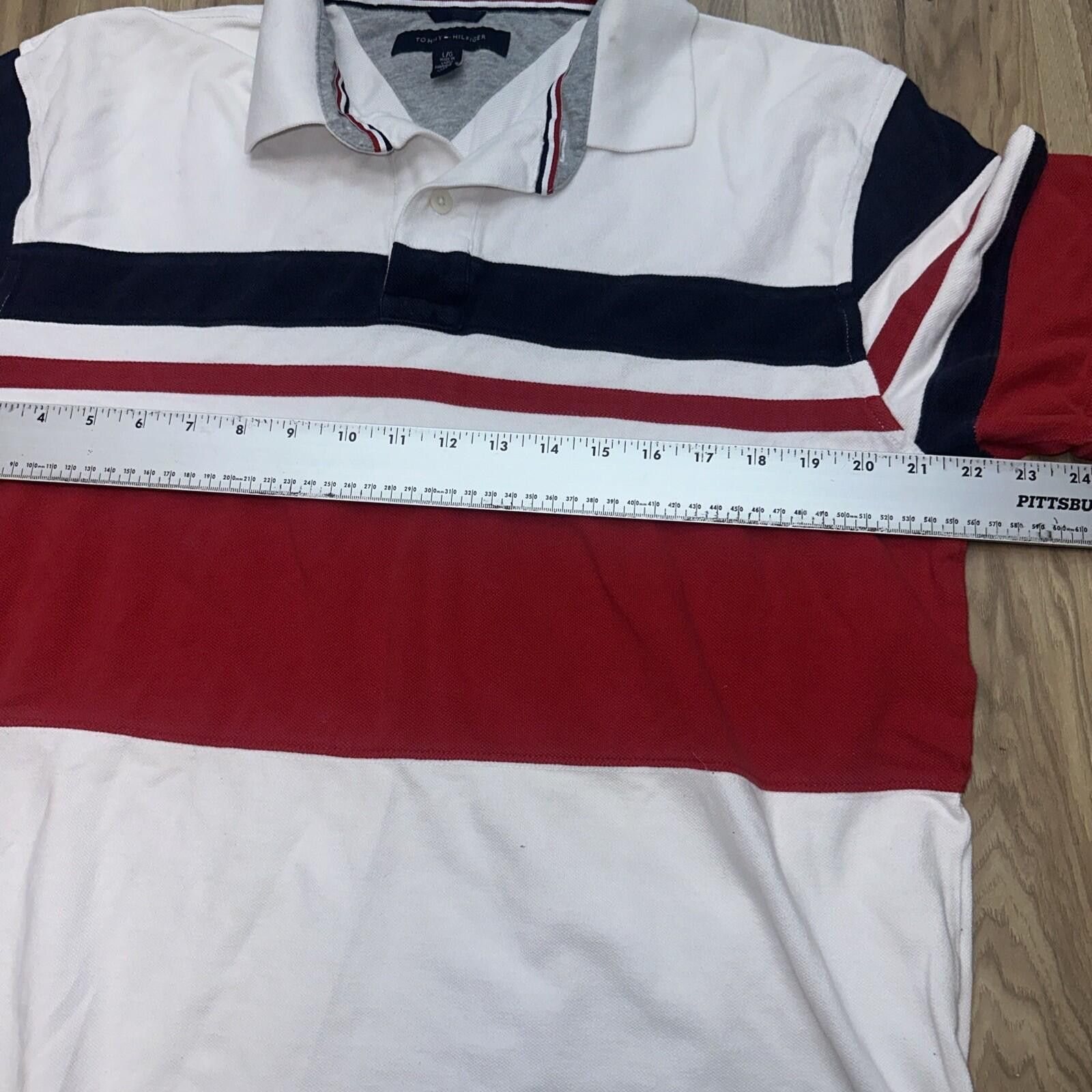 Tommy Hilfiger Tommy Hilfiger L Stripe Polo Shirt Red White Navy Rugby Size US L / EU 52-54 / 3 - 6 Thumbnail