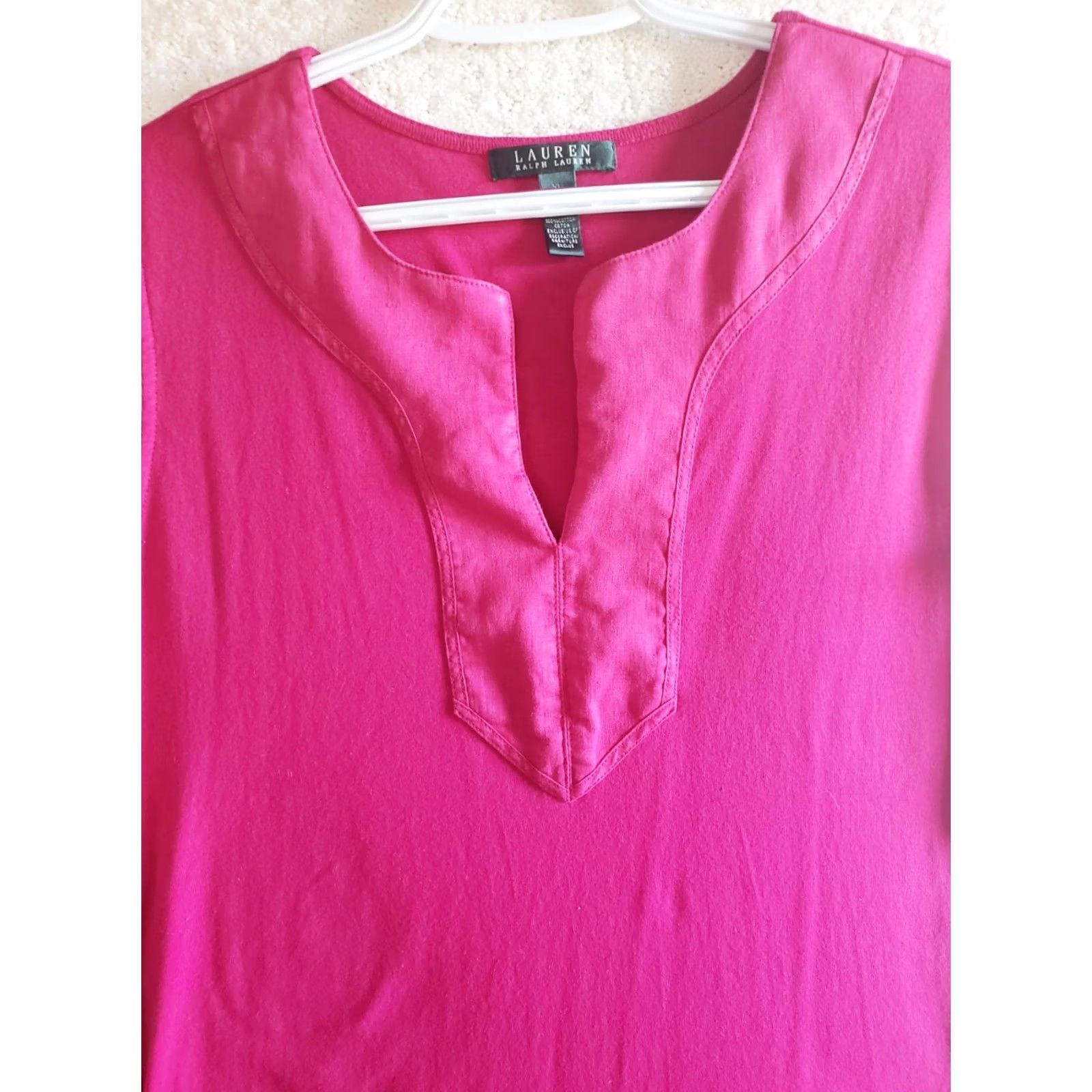 Ralph Lauren LAUREN RALPH LAUREN WOMEN'S XL MAGENTA SPLIT V-NECK SLEEVELESS DRESS Size XL / US 12-14 / IT 48-50 - 4 Thumbnail