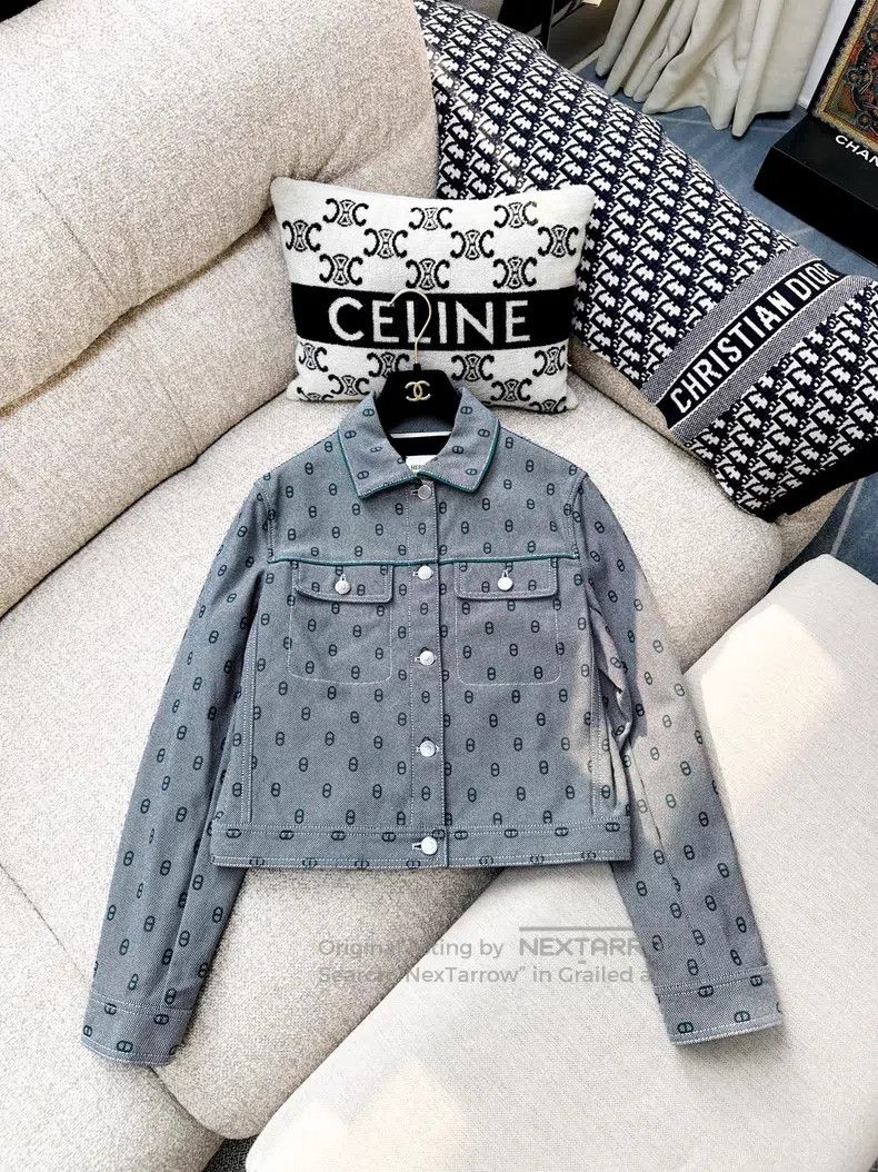 Hermes Hermes Gray Pig Nose Printed Logo Denim Jacket Size XS / US 0-2 / IT 36-38 - 2 Thumbnail