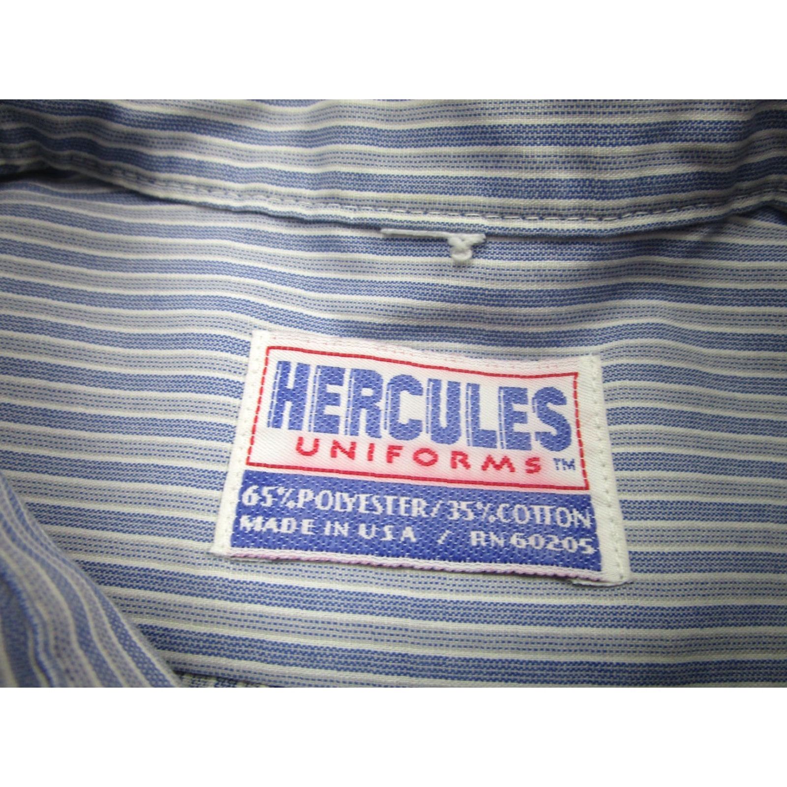 Vintage VINTAGE Hercules Cotton Blend Button-Up Shirt Mens Large Blue Striped 80s USA Workwear Size US L / EU 52-54 / 3 - 5 Thumbnail