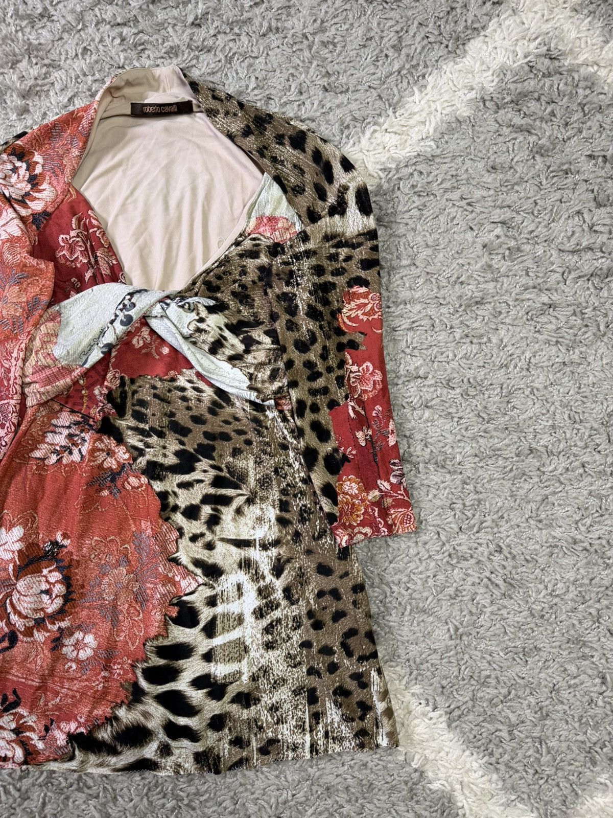 Roberto Cavalli Rare 2003 Roberto Cavalli Leopard & Floral Print Mini Dress Size M / US 6-8 / IT 42-44 - 4 Thumbnail
