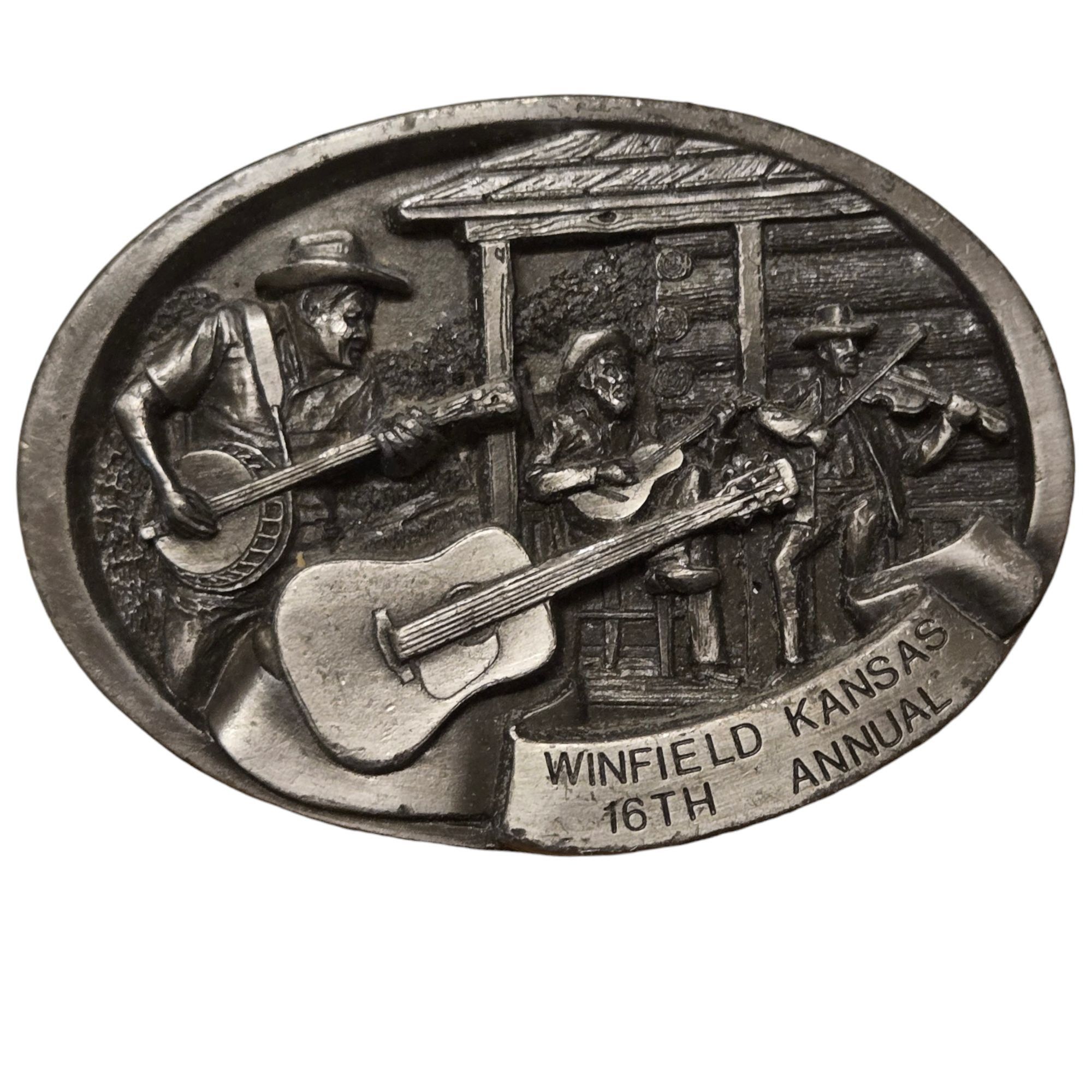 Other Front Porch Guitar Music Belt Buckle 1987 Walnut Valley Blue Size ONE SIZE - 1 Thumbnail