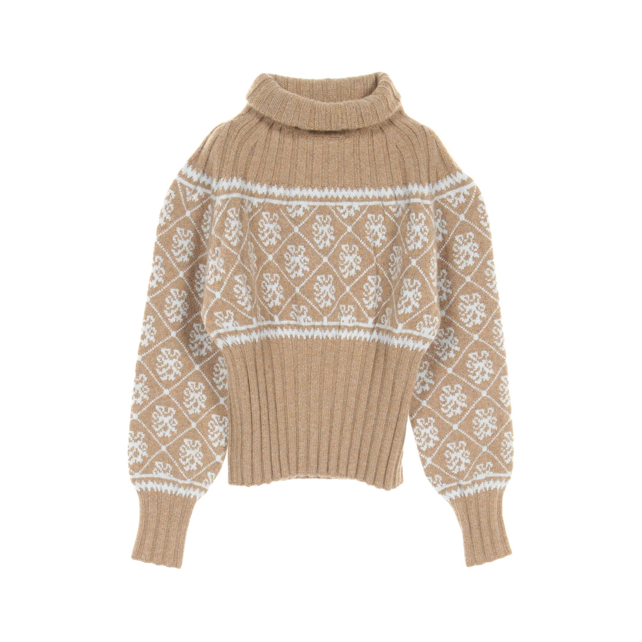 Hermes Hermes Knit Turtleneck Cashmere Light Brown Gray Size ONE SIZE - 1 Thumbnail