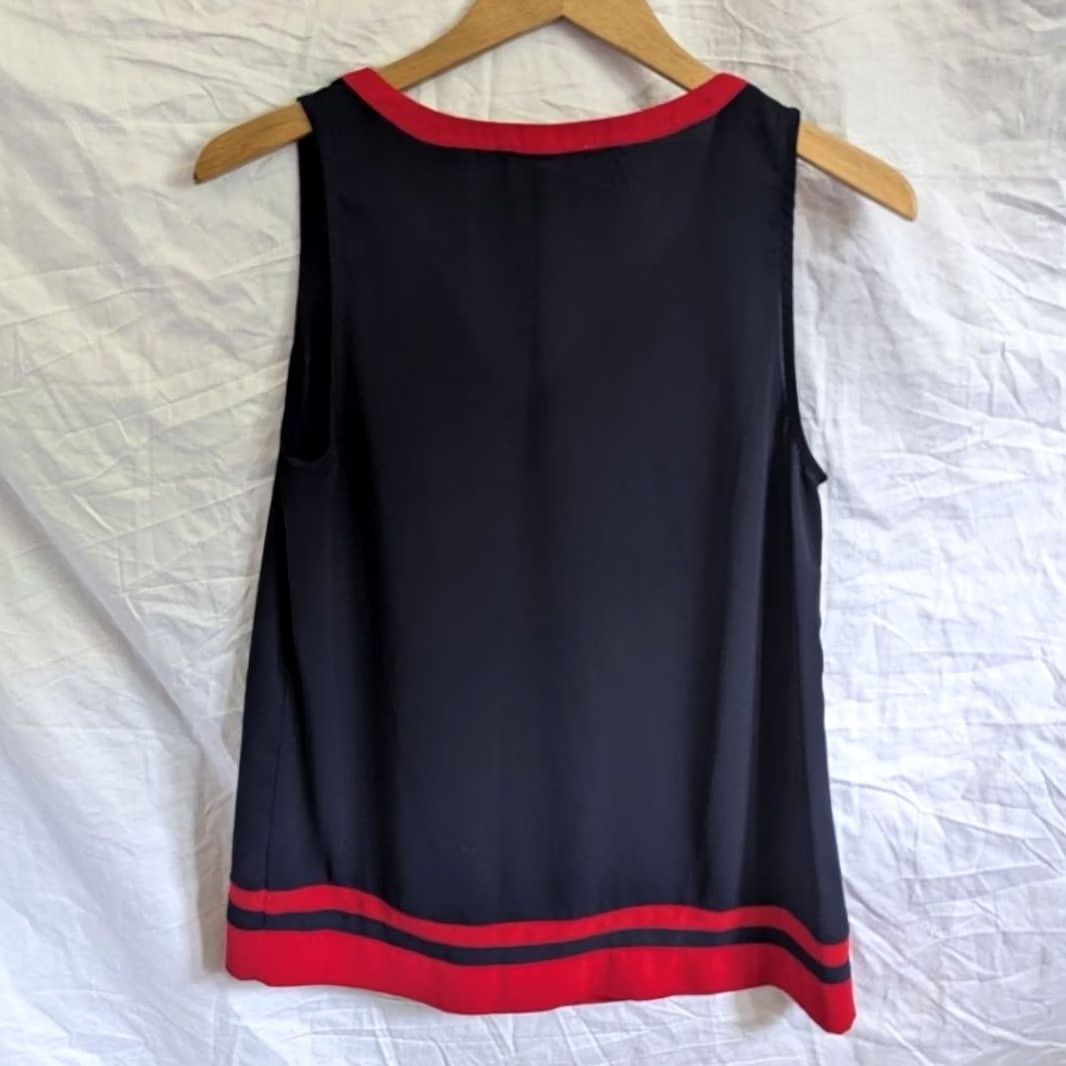 Vintage 41 Hawthorn Navy Blue Red Contrast Trim Sleeveless Blouse Top Womens M Office Size M / US 6-8 / IT 42-44 - 2 Thumbnail