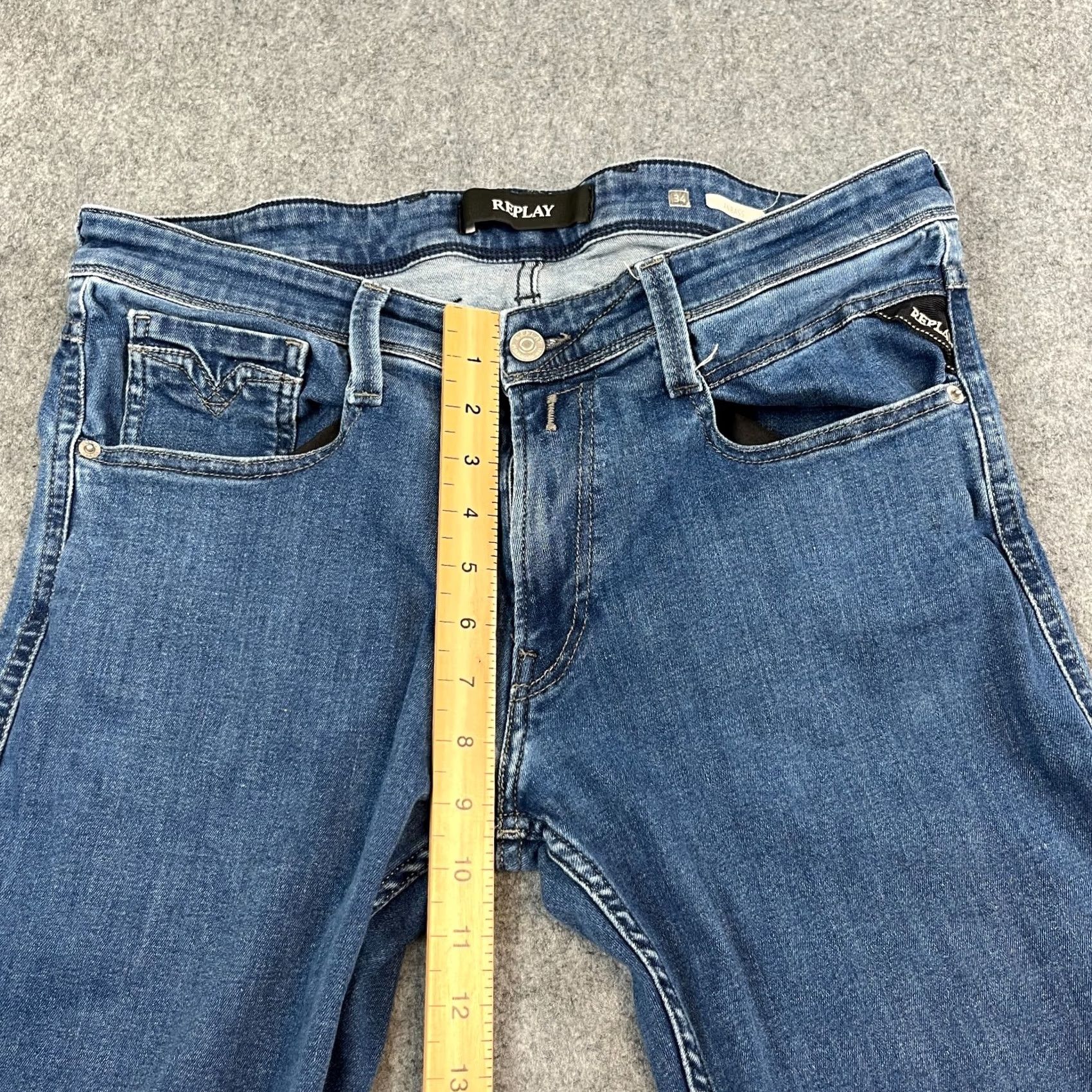 Replay Replay Jeans Regular Tapered 34 32 Medium Wash Blue Stretch Anbass Mens Jeans Size US 34 / EU 50 - 5 Thumbnail