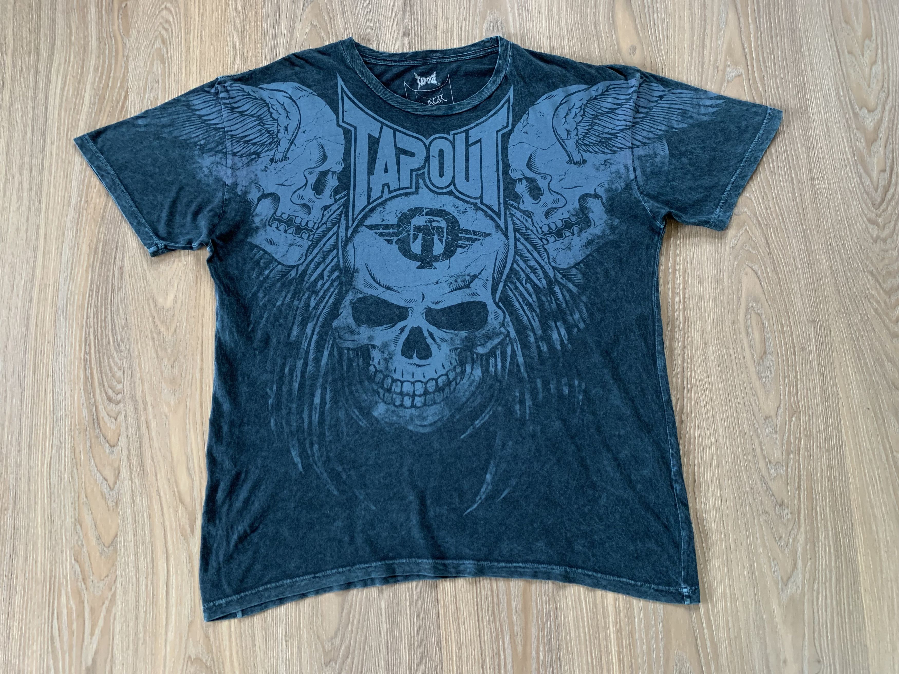 Affliction × Tapout Tapout Black Affliction Skull Rare All Over Print T Shirt Size US XL / EU 56 / 4 - 3 Thumbnail