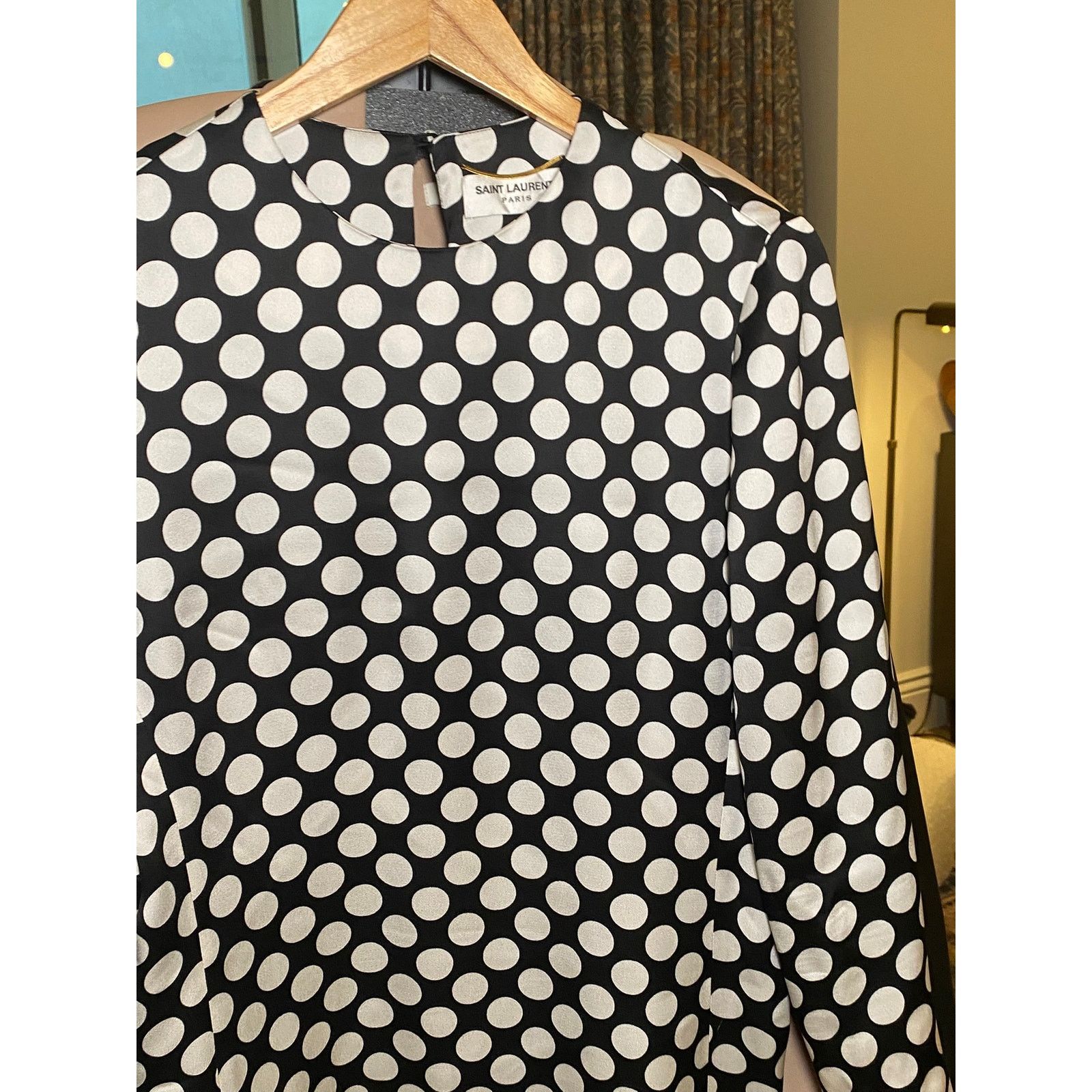 Yves Saint Laurent Yves Saint Laurent Black Polka Dot Long Sleeve Dress 40 US 8 Size M / US 6-8 / IT 42-44 - 8 Thumbnail
