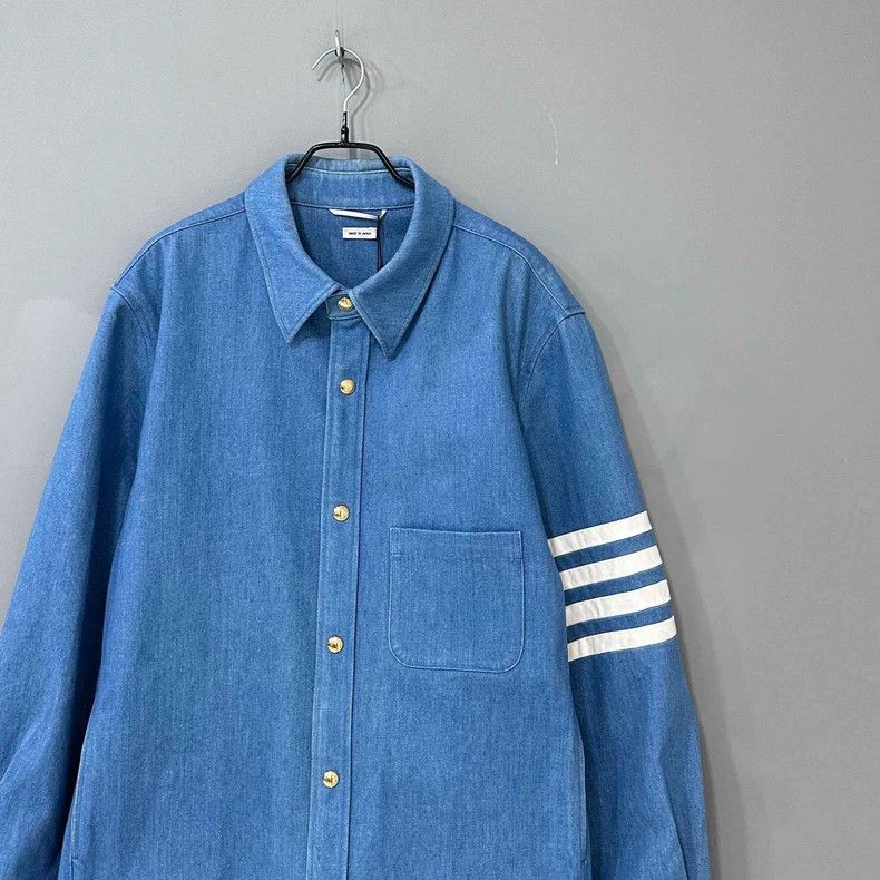 Thom Browne Thom Browne Denim blue classic four-bar shirt jacket 2505-N Size US XL / EU 56 / 4 - 2 Thumbnail