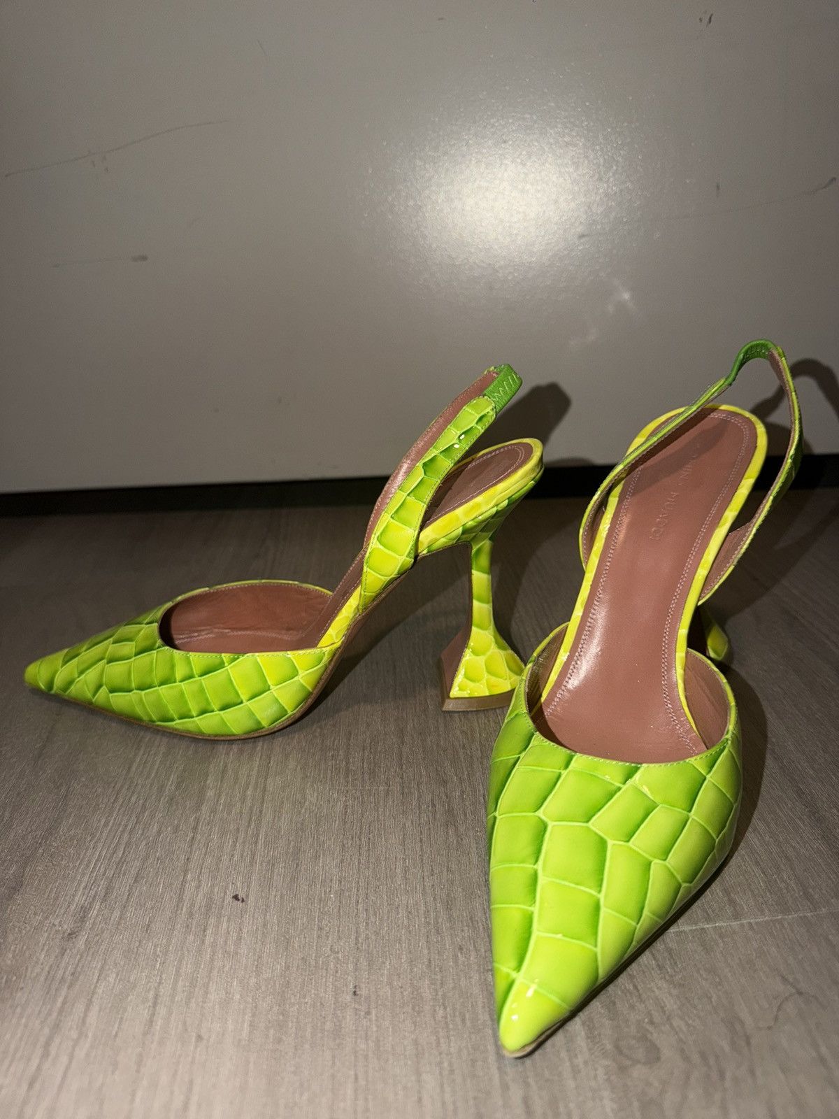 Amina Muaddi Amina Muaddi croc embossed slingback heel Size US 7.5 / IT 37.5 - 1 Thumbnail