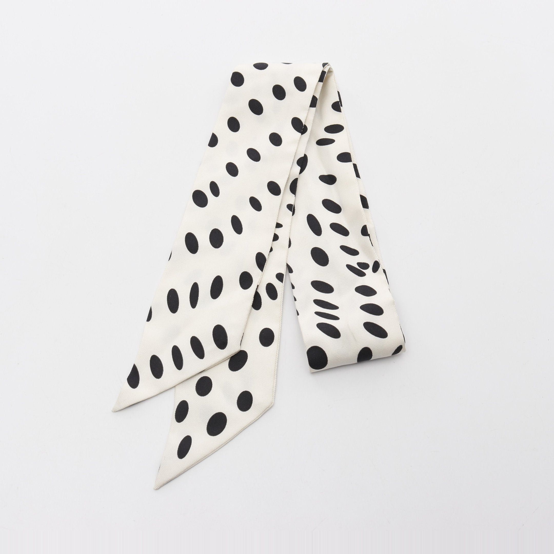Hermes Hermes Twilly Hola Flamenca! Ribbon Scarf Silk Ivory Black Size ONE SIZE - 1 Thumbnail